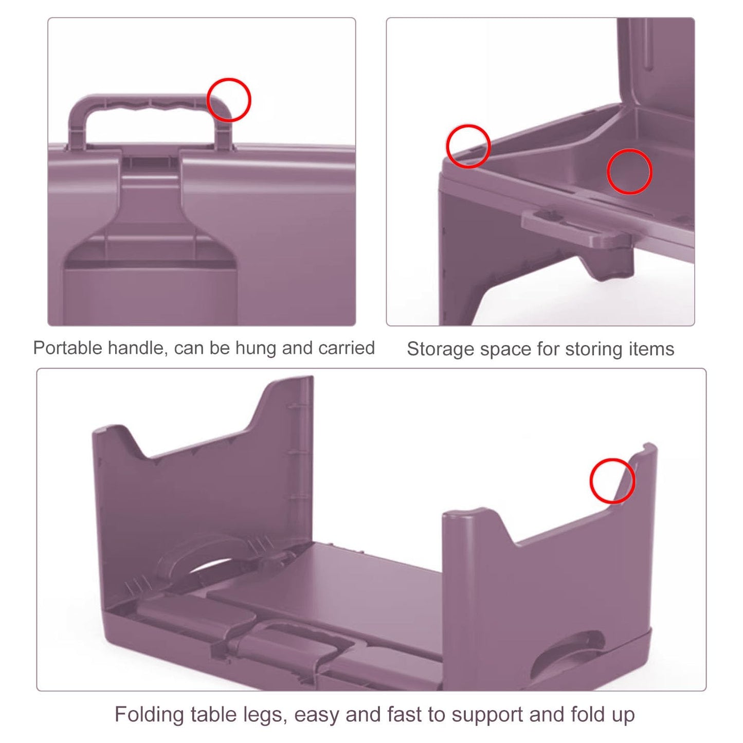 Tlingsd Folding Lap Desk for Bed with Compartments Storage Pocket,Color Foldable Laptop Table for Children's Activities,Bed Desk,Laptop Desk, Breakfast Table, Bed Table, Serving Tray (Purple)