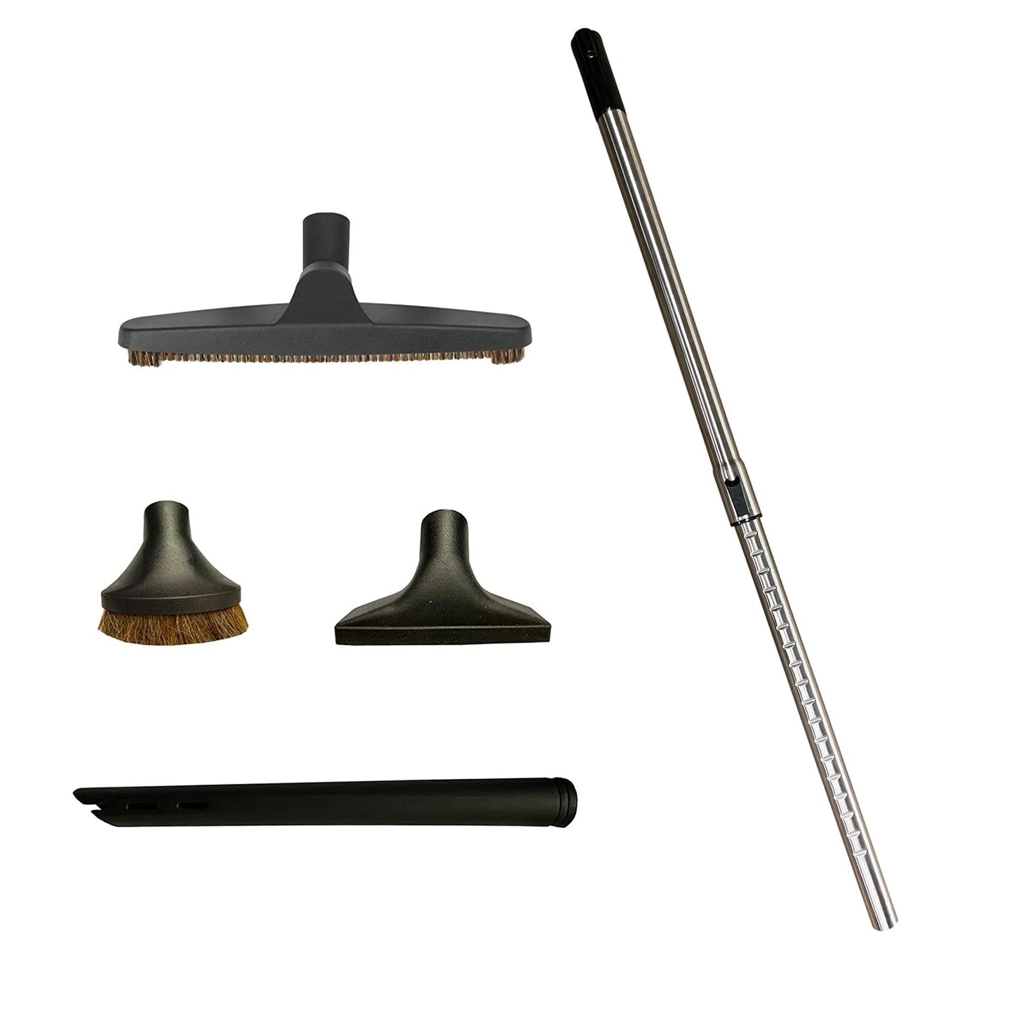 VPC Premium Vacuum Attachment Kit with Stainless Steel Telescopic Wand & 4-Piece Cleaning Kit Accessories | 1 1/4 inch (32mm) Inner Diameter | Designed to Fit All Brands (Black)