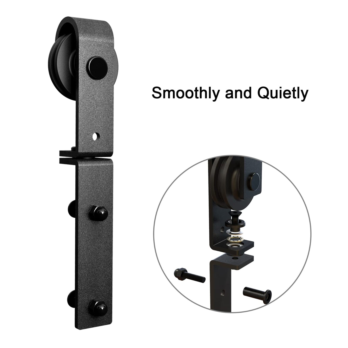 BONIKLUBA 40" Bi-Folding Sliding Barn Door Hardware Track Kit,Smoothly&Quietly,Side Mounted Black Roller,Easy Install,Door Not Included [Fit Double 18" Bifold Doors]