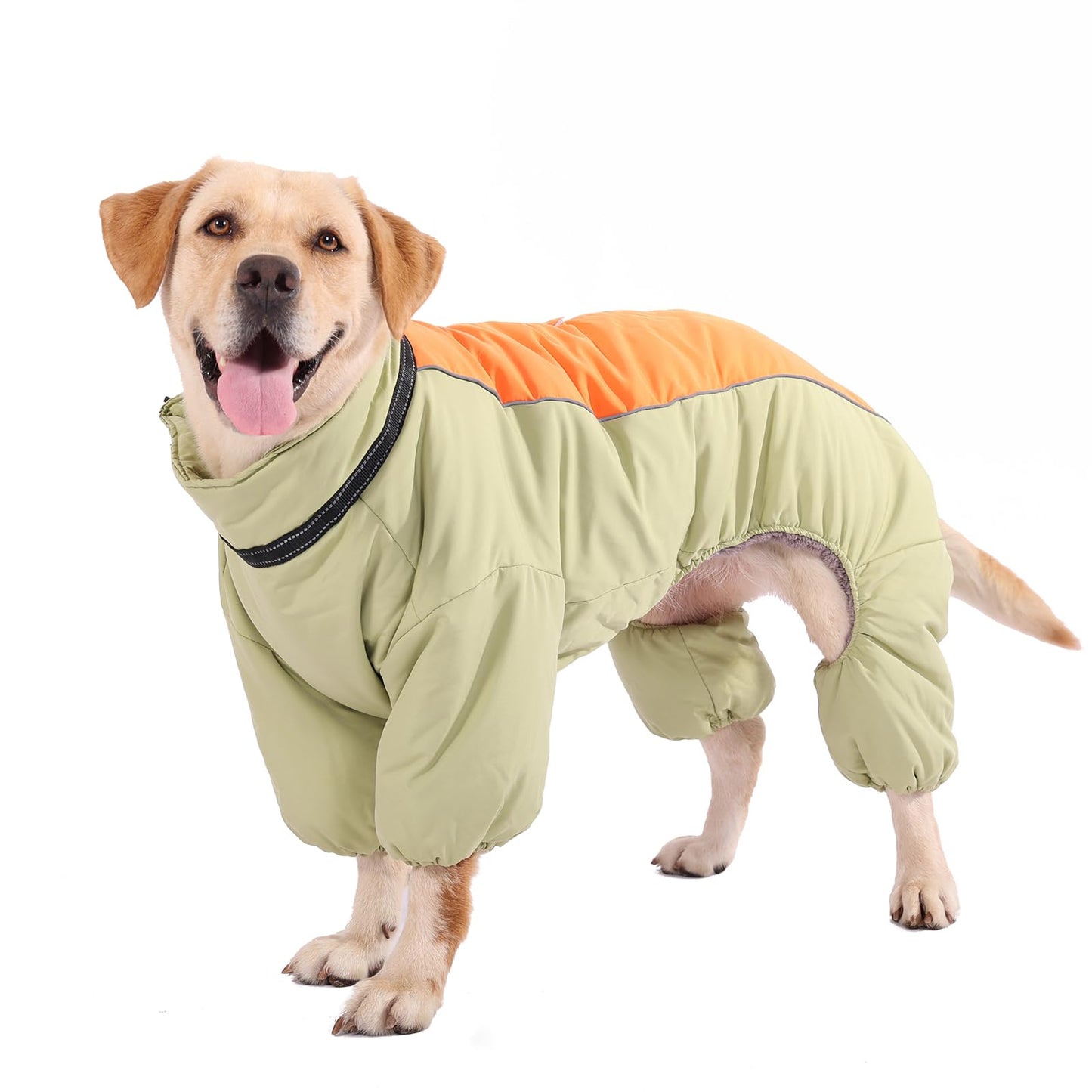 Dogs Thick Toasty Warm Coat, Zip Up Windproof Winter Snowsuit with Harness, Reflective Fleece Lined Dog Jacket for Medium Large Dogs, LightGreen,30