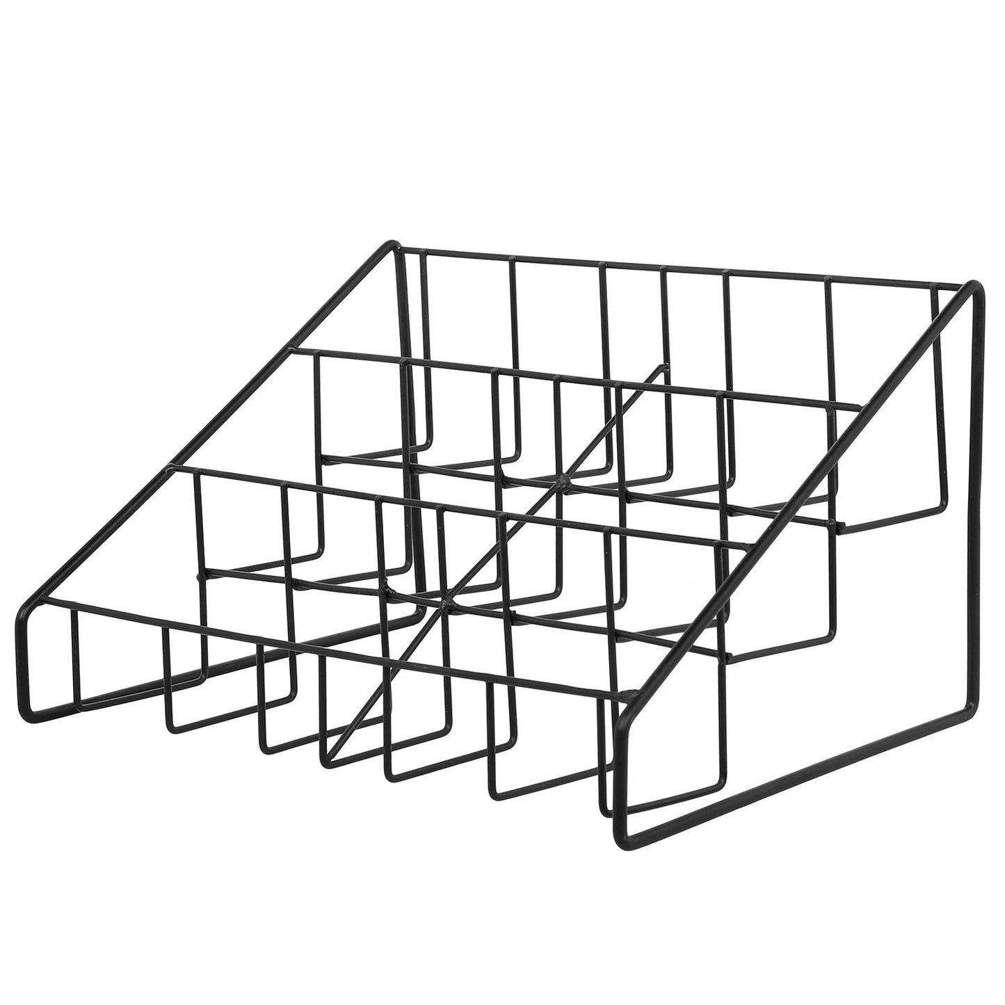 MyGift Modern Matte Black Metal Wire CD Holder Storage Stand, 3 Tier Media Jewel Case Organizer Rack