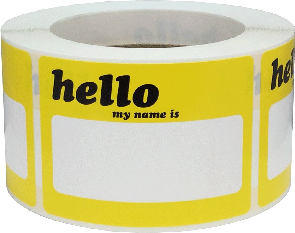 Hello My Name is Stickers, 64 mm x 89 mm 2.5 x 3.5 Inches Wide, 500 Labels on a Roll
