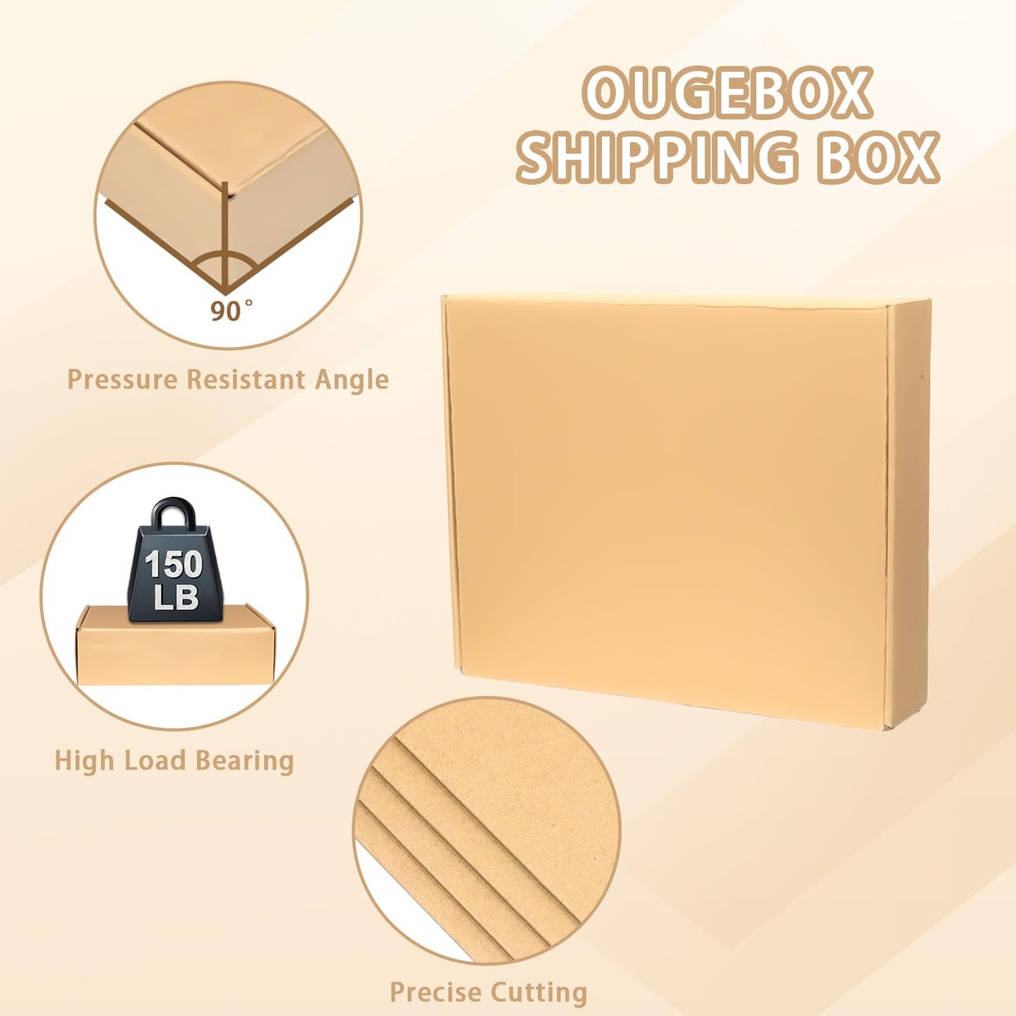 OUGEBOX 10x8x2 Inch Brown Corrugated Cardboard Shipping Boxes, 30 Pack for Small Business, Packaging, Mailing, Gift Boxes