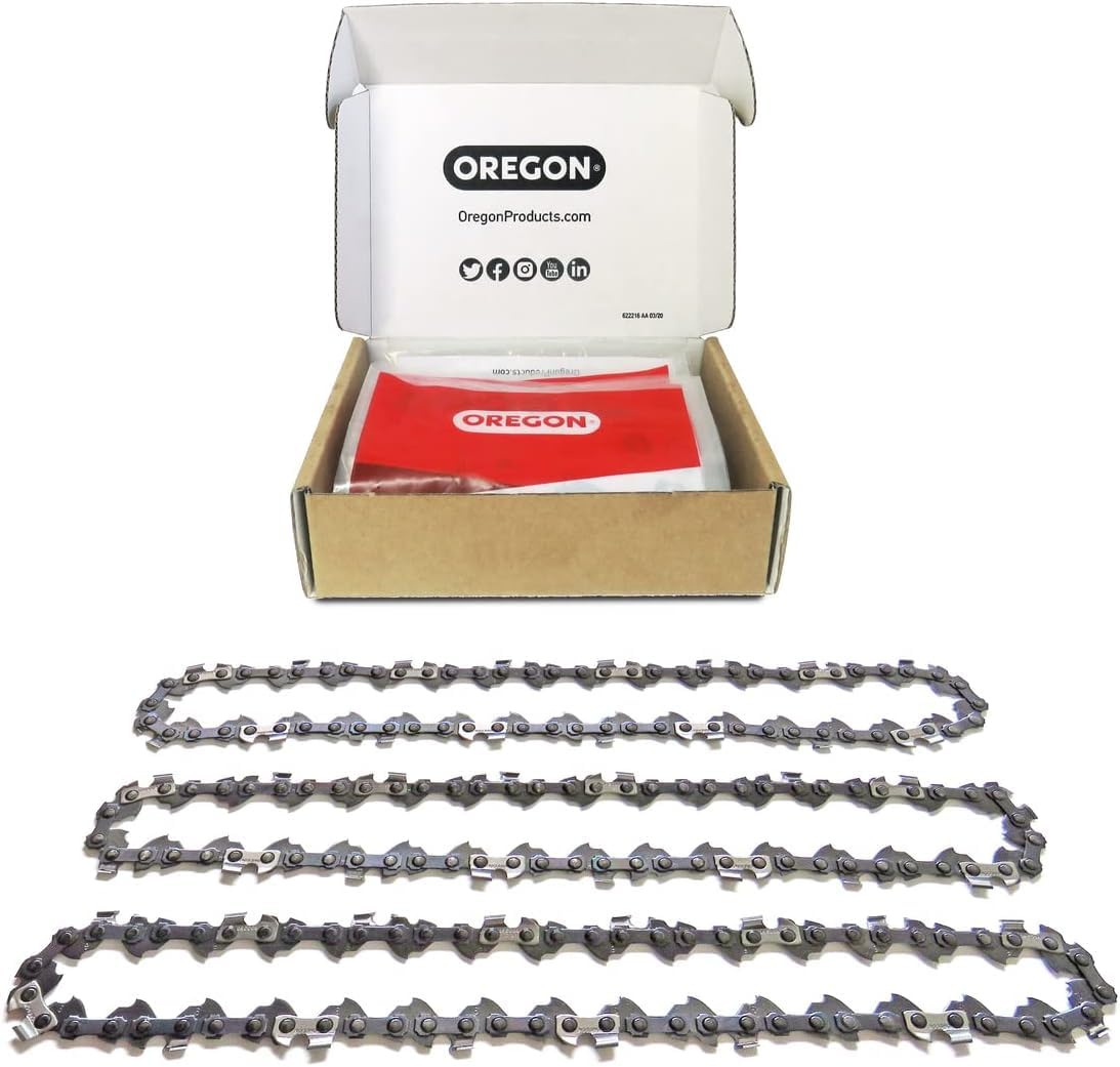 Oregon S52 AdvanceCut Chainsaw Chain 3-Pack for 14-Inch Bar -52 Drive Links – Low-Kickback Chain fits Echo, Craftsman, Poulan and More