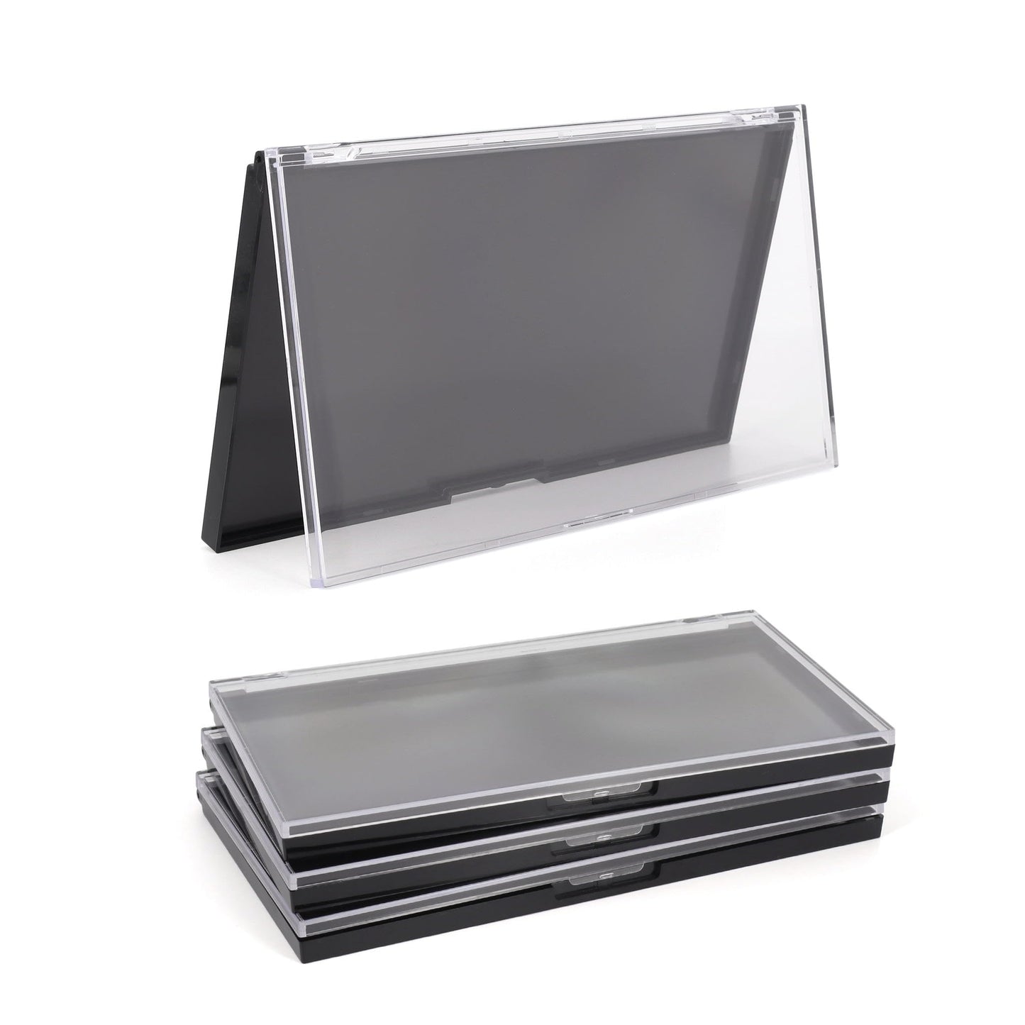 AJLTPA Magnetic Makeup Palette with Clear Top, 3Pack Empty Eyeshadow Pan Dispensing Storage Box with 60Pcs Adhesive Metal Stickers for DIY Cosmetics Lipstick Blush Powder, Transparent, Palette -