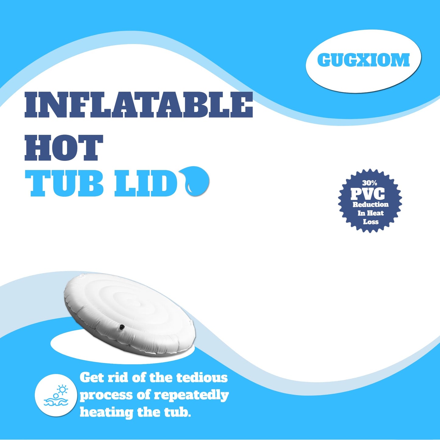 Gugxiom 4.5 Ft Inflatable Hot Tub Lid, Foldable Windproof Protector Cover, Energy-Saving, Dust-Proof, Hot Tub Inflatable Lid for All 4 Person Round