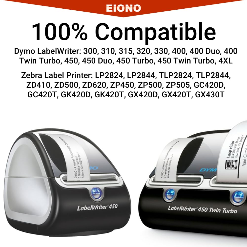 EIONO® - [18 Rolls, 9000 Labels/ 500 Per Roll] Compatible with DYMO 30336 (1" x 2-1/8") Multipurpose & Barcode Labels - Compatible with Rollo, DYMO Labelwriter 450, 4XL & Zebra Desktop Printers