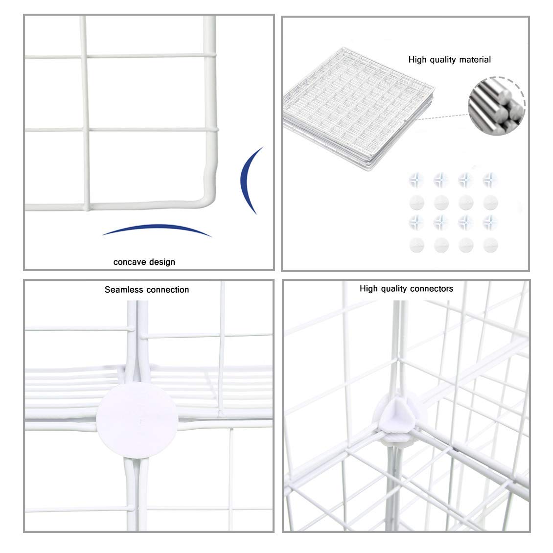 C&AHOME Wire Storage Cubes, Metal Grids Book Shelf, Modular Shelving Units, Stackable Bookcase, 6 Cubes Closet Organizer for Home, Office, Kids Room, 36.6”L x 12.4”W x 36.6”H White