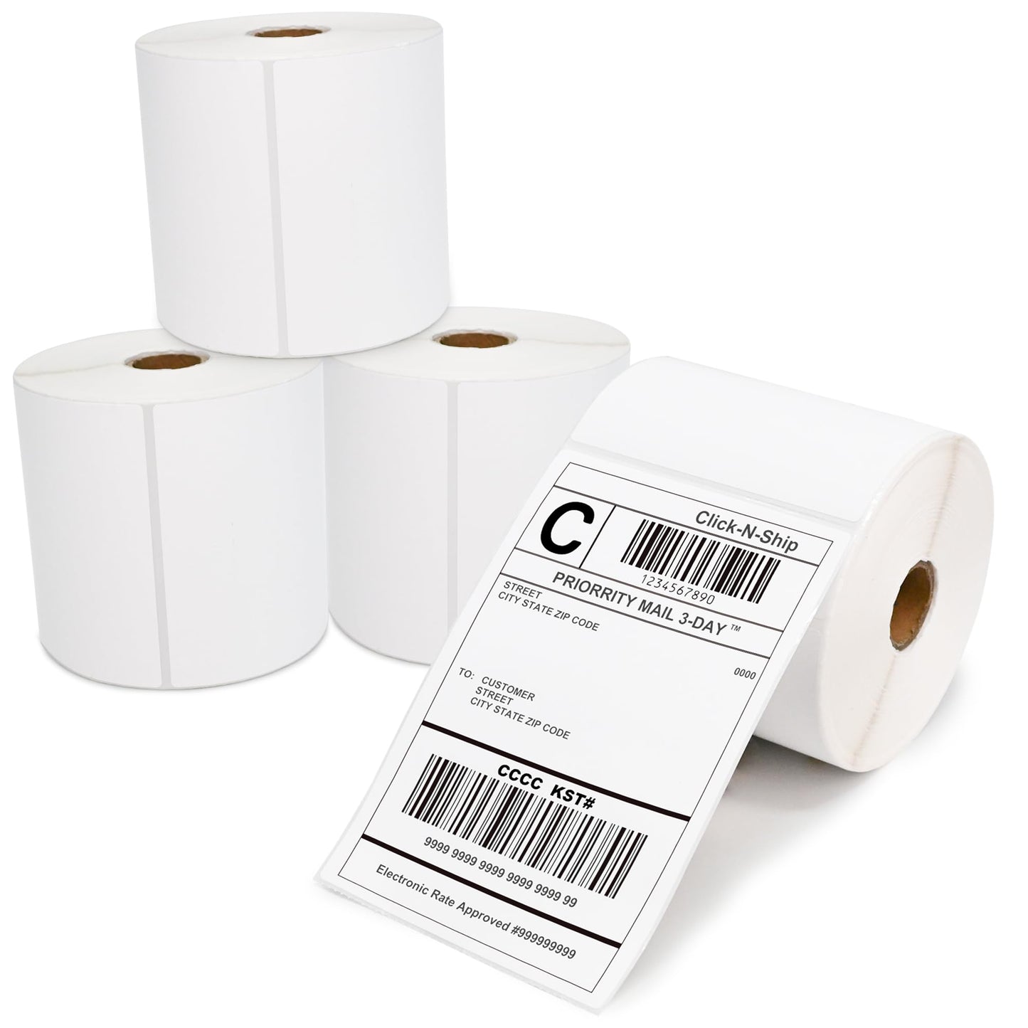 L LIKED 4x6 Inches Thermal Labels, 4 Rolls of 450 Shipping Labels, 1800 Pcs 101.5x152.4mm Thermal Printer Labels for Address, Mailing, Boxes, Packages, Compatible with Zebra & Rollo Printer