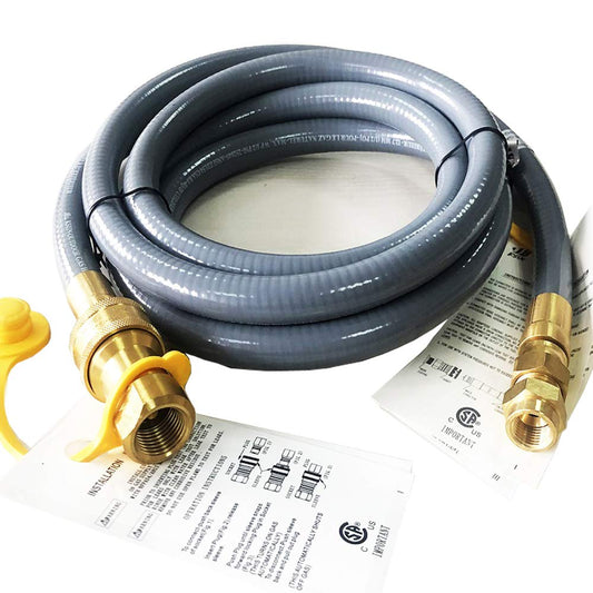 10 Feet 1/2 ID Natural Gas Hose Conversion Kit, Propane Gas Grill Quick Connect/Disconnect Hose Assembly with Adapter 1/2" Flare To 3/8" Female Flare(Measures 5/8" ) for Outdoor NG/Propane Appliance
