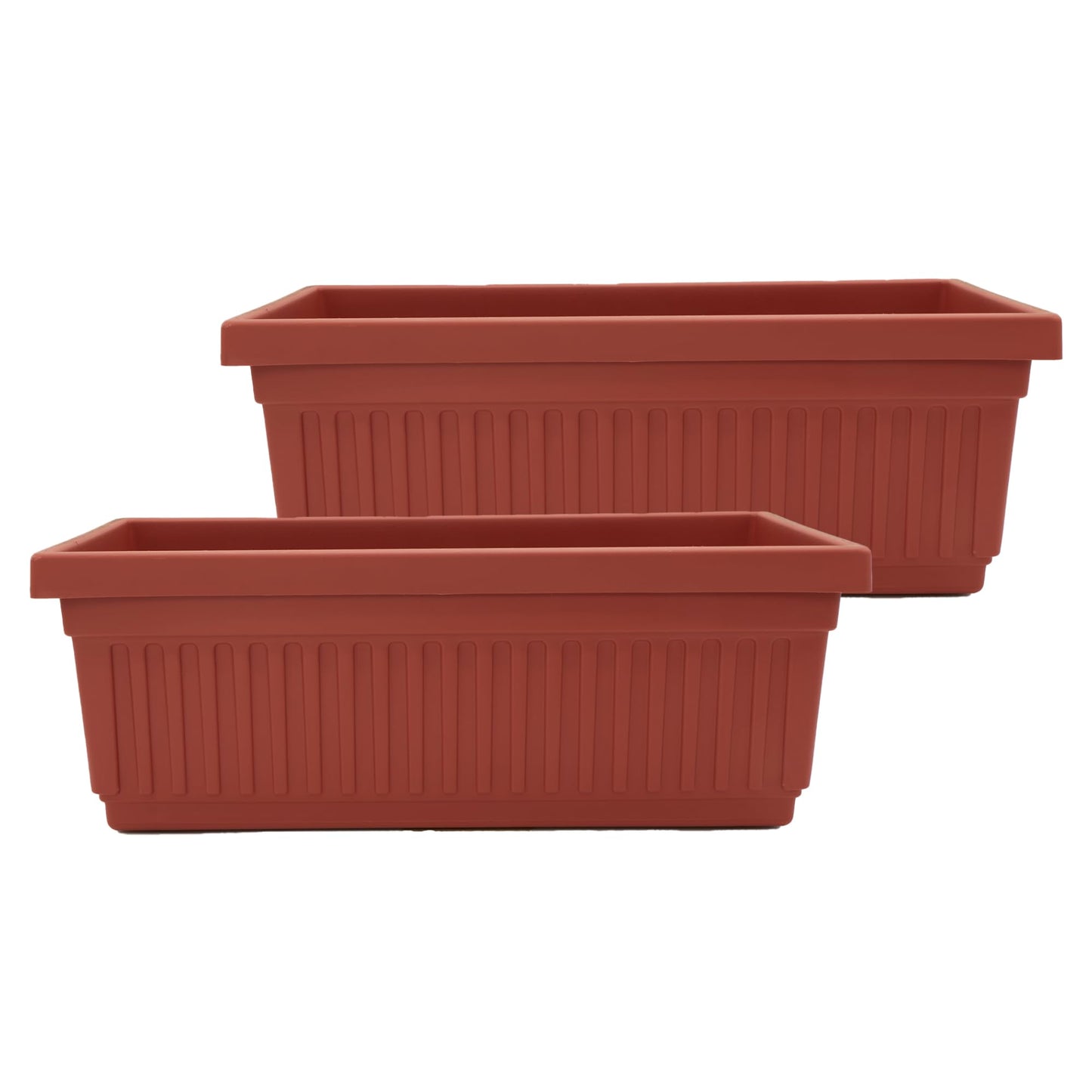 The HC Companies Venetian Window Planter Box w/Drain Plug - Long Planter Box for Windowsills, Balconies & More - Plastic Large Rectangular Planters for Herbs & Flowers (24" Sandstone, Pack of 2)