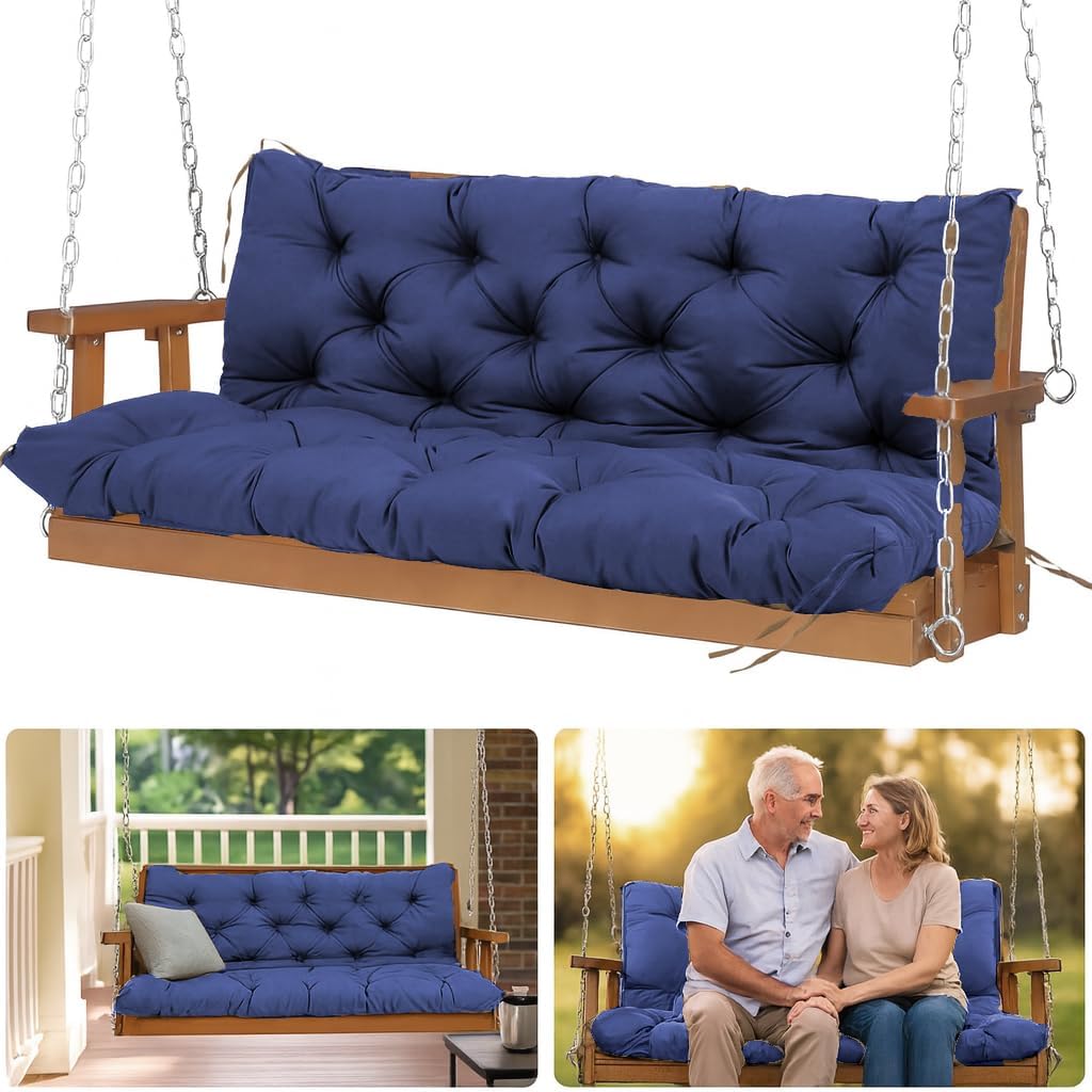 EAQ 3 Seat Outdoor Swing Cushion Porch Swing Cushions Outdoor Cushions Patio for Outdoor Patio Furniture with 8 Ties for Patio Backyard Garden