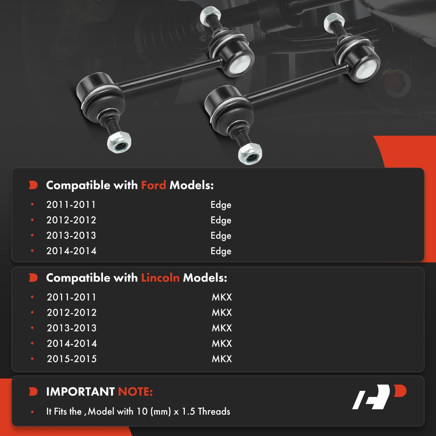 A-Premium 2 x Rear Sway Bar Links Stabilizer Bar Links, Compatible with Ford Edge 2011-2014 & Lincoln MKX 2011-2015