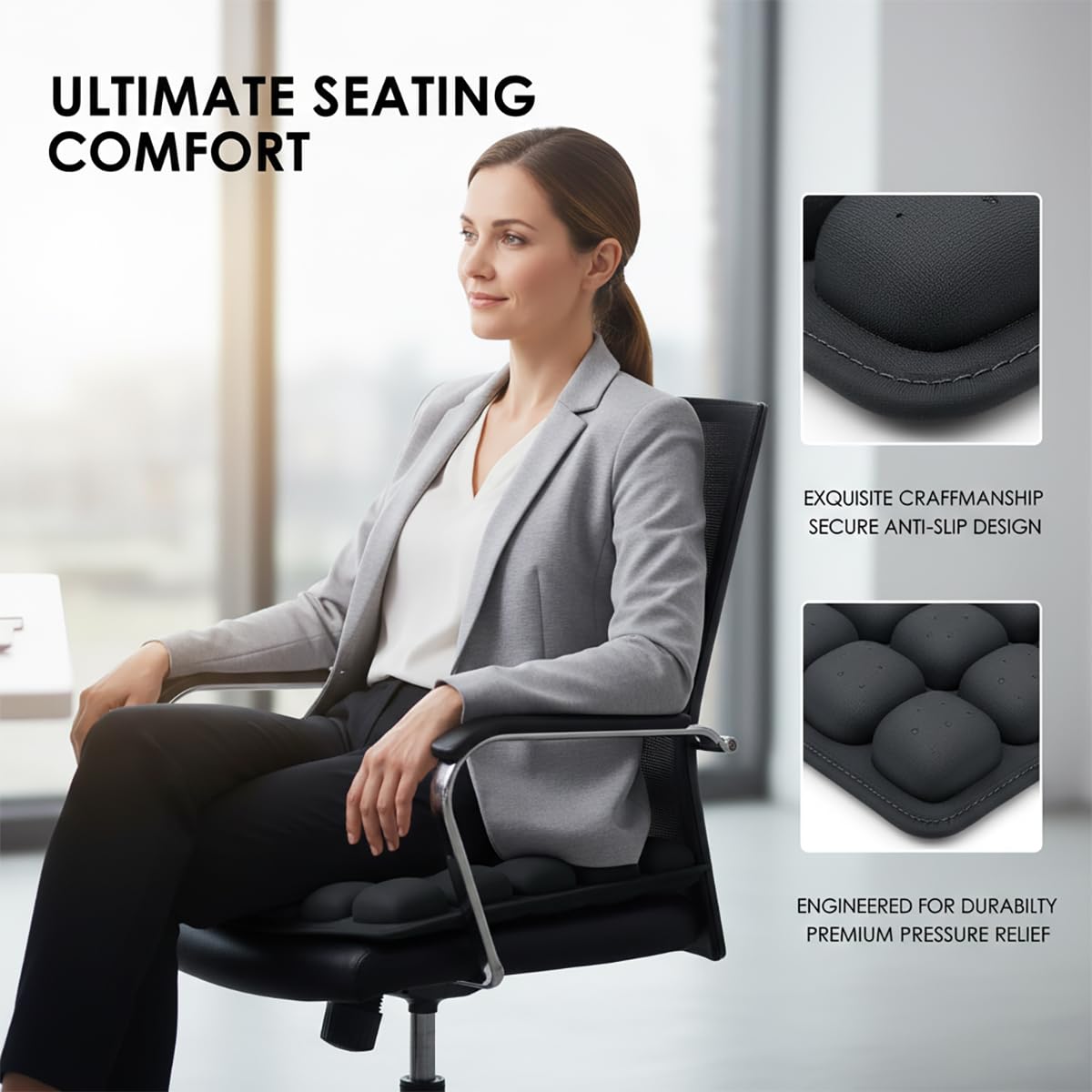 Inflatable Travel Seat Cushion, Inflatable Cushion for Airplane Seat, Car Sitting Pillow, Office Chair Cushion, Portable Flight Pillow for Tailbone & Back Support (for Bedsore)