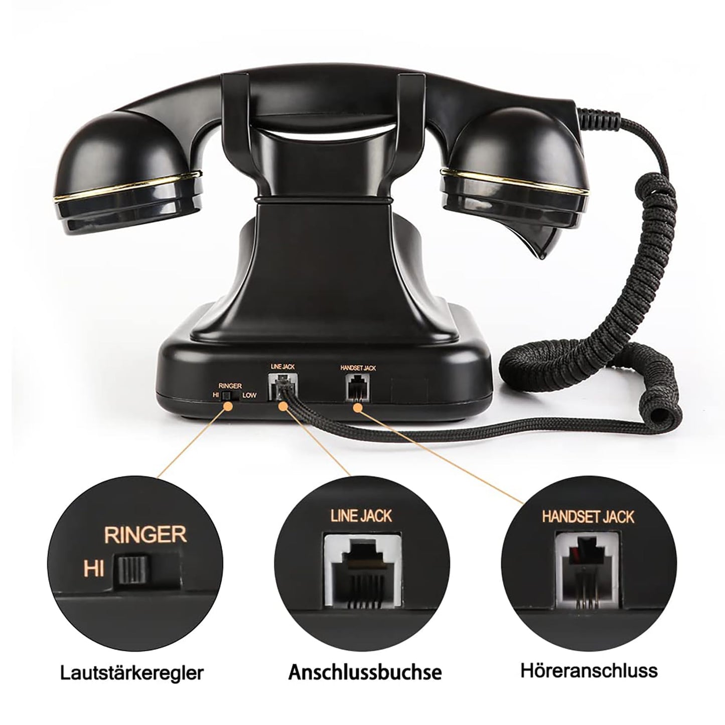Sangyn Retro Landline Telephone Classic Rotary Design Old Fashioned Corded Desk Phone for Home and Office