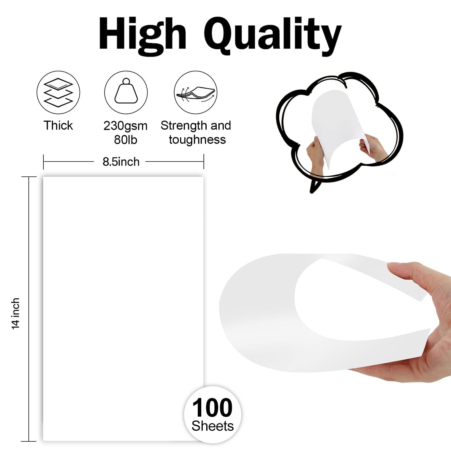 White Blank Cover Stock 8.5x14 Thick Paper 100 Sheets, Goefun 80lb Heavyweight Legal Cardstock Printer Paper for Arts and Crafts, Brochures, Menus, Posters