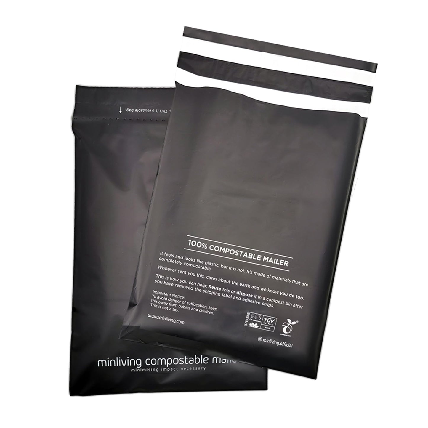 100% Compostable Biodegradable Mailers 10x13 inch (50 Pcs) Poly Mailers, Eco-Friendly Packaging Envelopes Pouches. Reusable Double Sealing, Extra Thick, Zero-Waste mailing Bags (M Size, 10" x 13")