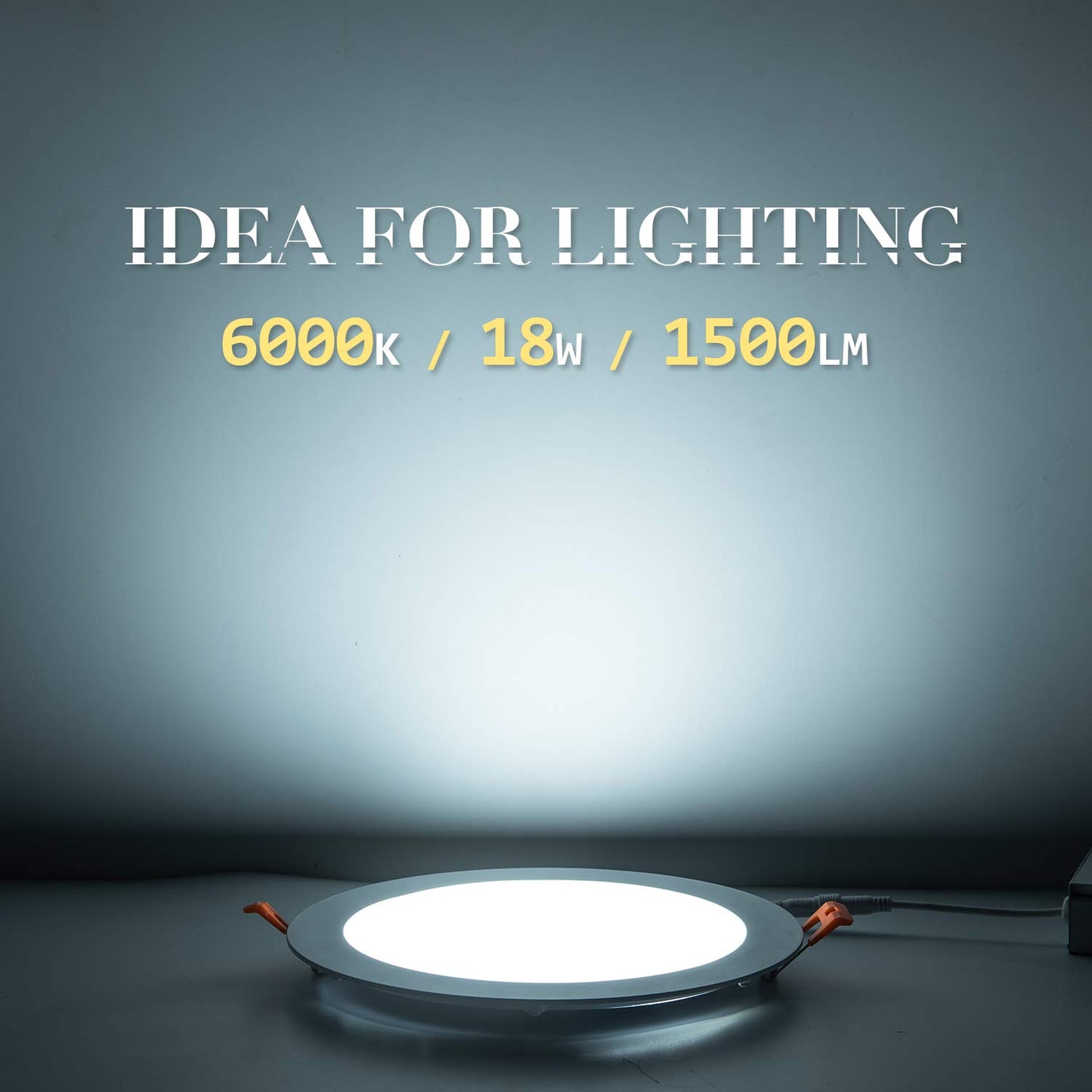 JARLSTAR 8 Inch LED Recessed Light with Junction Box, 6 Pack Ultra Thin LED Recessed Lighting.6000K Daylight,No Dimmable,18W 8" Recessed Ceiling Canless Wafer Downlight.Slim Can-Killer Lights,CRI80+