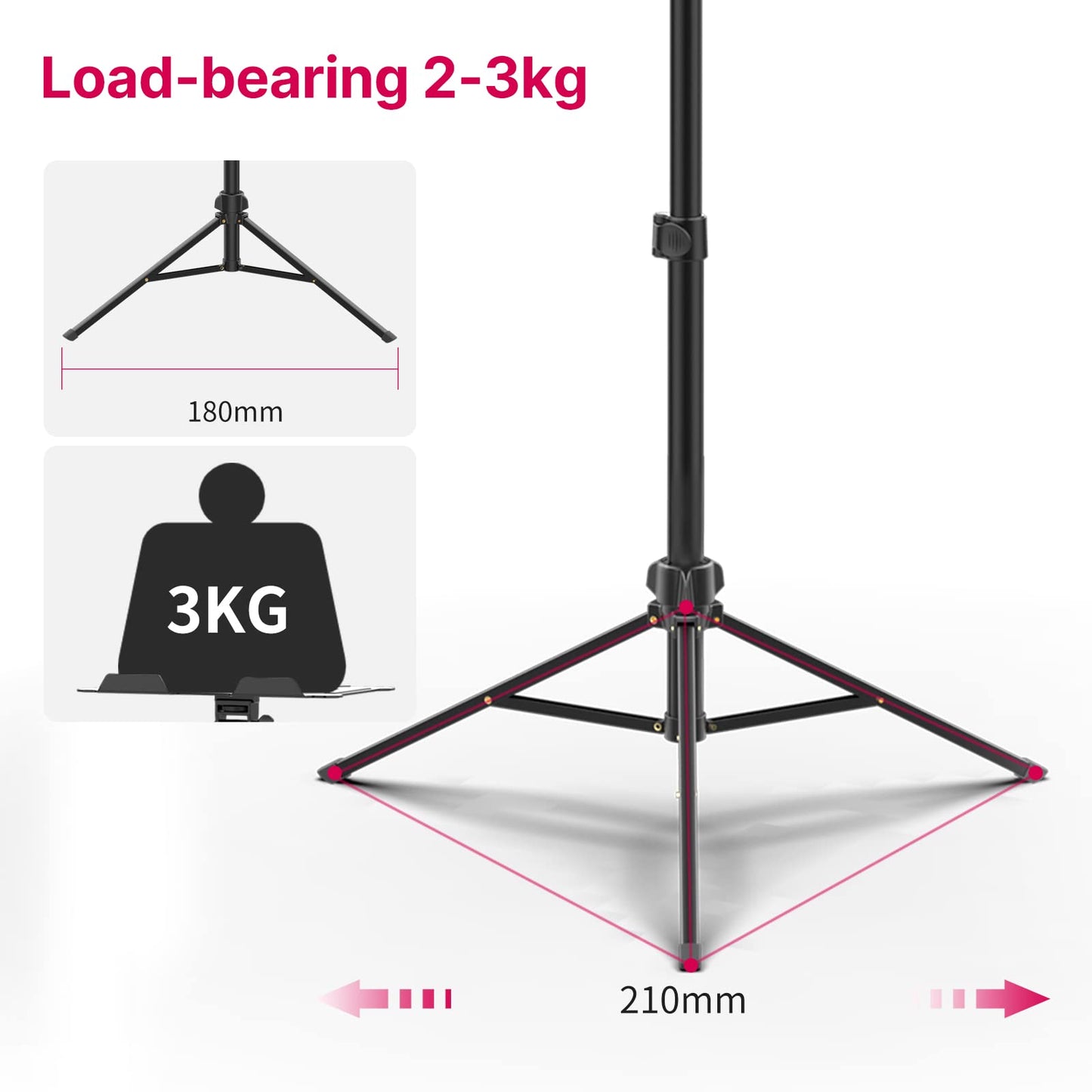 VIJIM LT01 Sheet Music Stand, Desktop Metal Sturdy Music Sheet Projector Stand, Laptop Bible Book Tablet Stand Holder 360° Horizontally Adjustment for Guitar, Ukulele, Violin Players