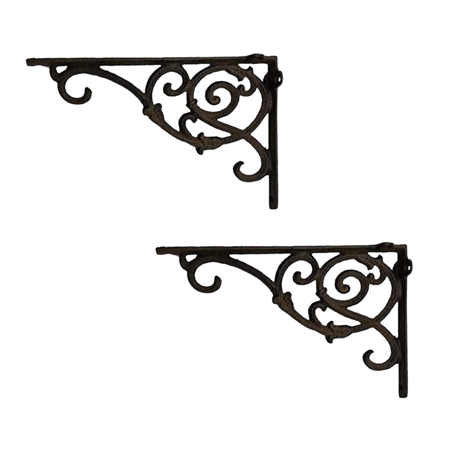 Comfy Hour Antique and Vintage Collection Cast Iron Outdoor Garden Wall Mount Bracket Plant Hanger, Set of 2