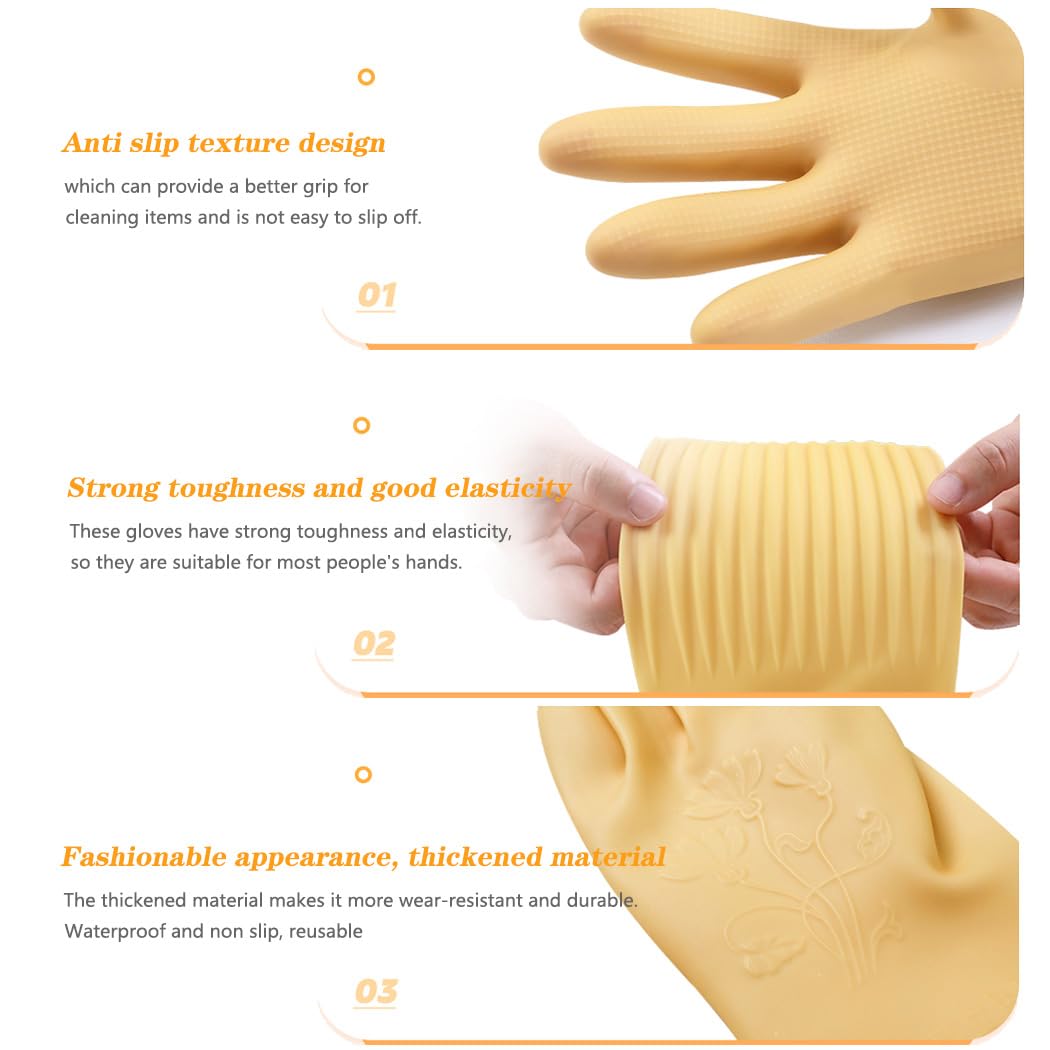 Vsootal 17.8" Rubber dishwashing gloves 3 or 6 Pairs for kitchen,Cleaning washing dish gloves long thickening for household reuseable.