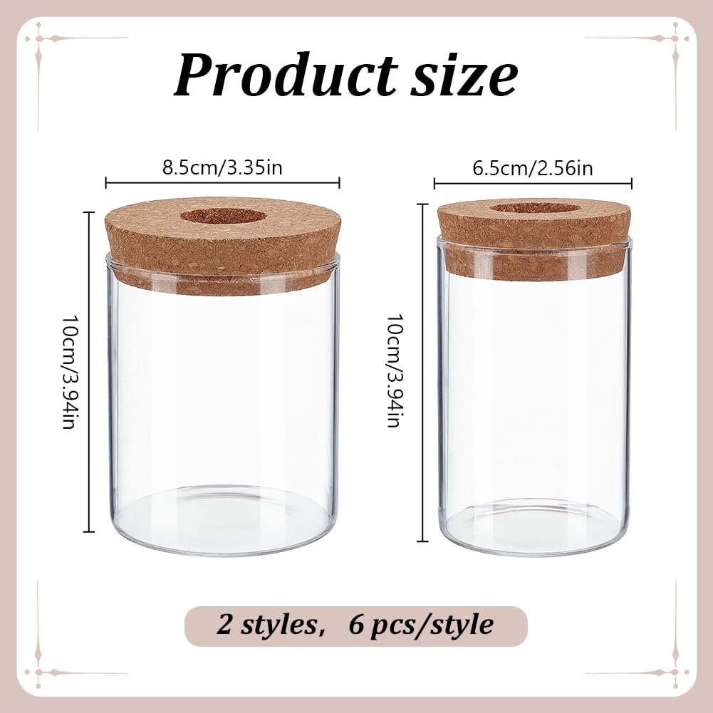 ORIGACH 12 PCS Plant Propagation Jars with Hole Lid, Two Sizes Glass Propagation Plant Vases Set for Living Room, Bedroom, Home,Office Decor, 3.3 Inch/2.6 Inch Diameter