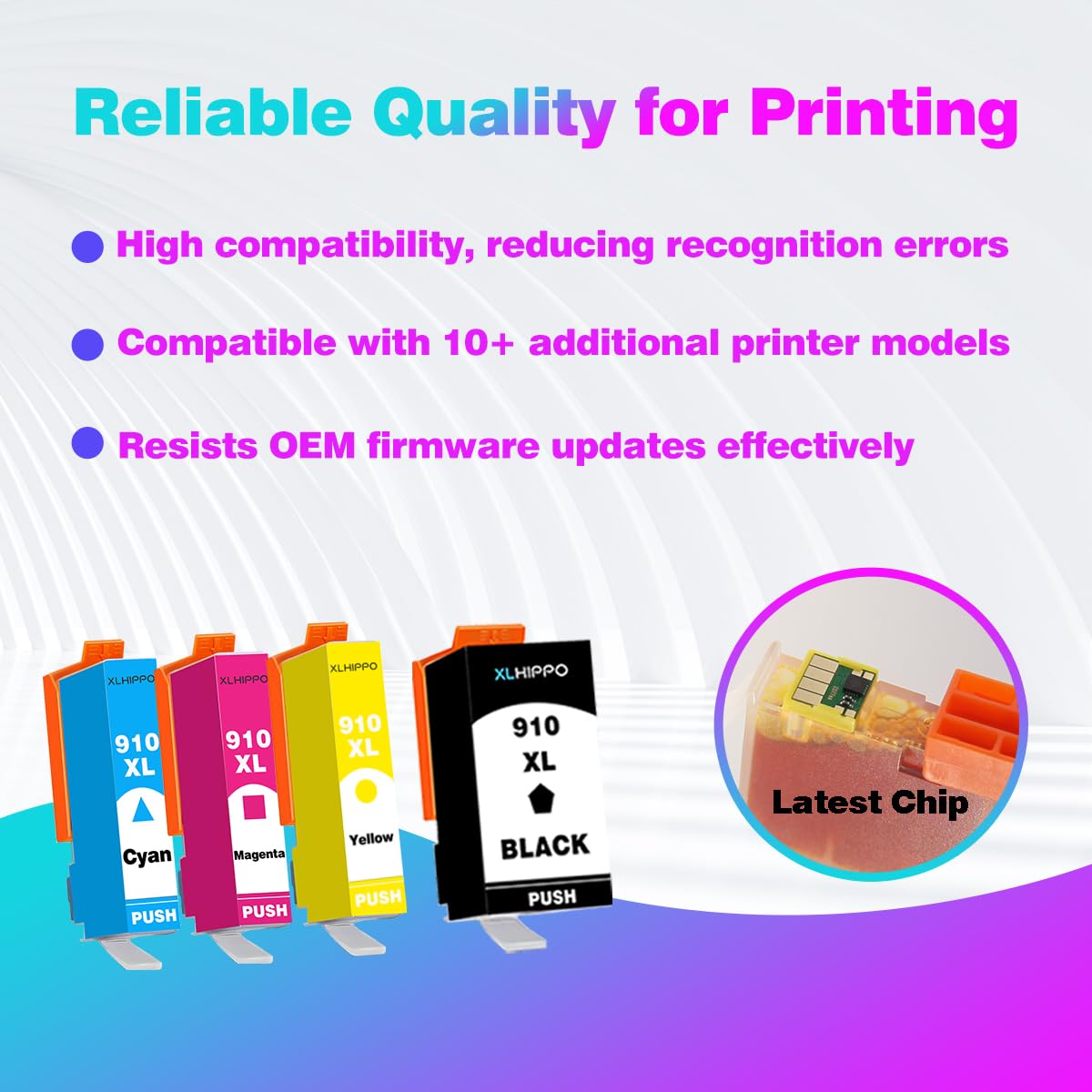 910XL Ink Cartridges for HP Printers 8015e 8025e 8010 8020 Series Replacement for HP Ink 910 XL Work with Office Jet 8022e OfficeJet Pro 8028e 8035e 8010e 8025 8035 8028 (Black and Color 4 Pack)