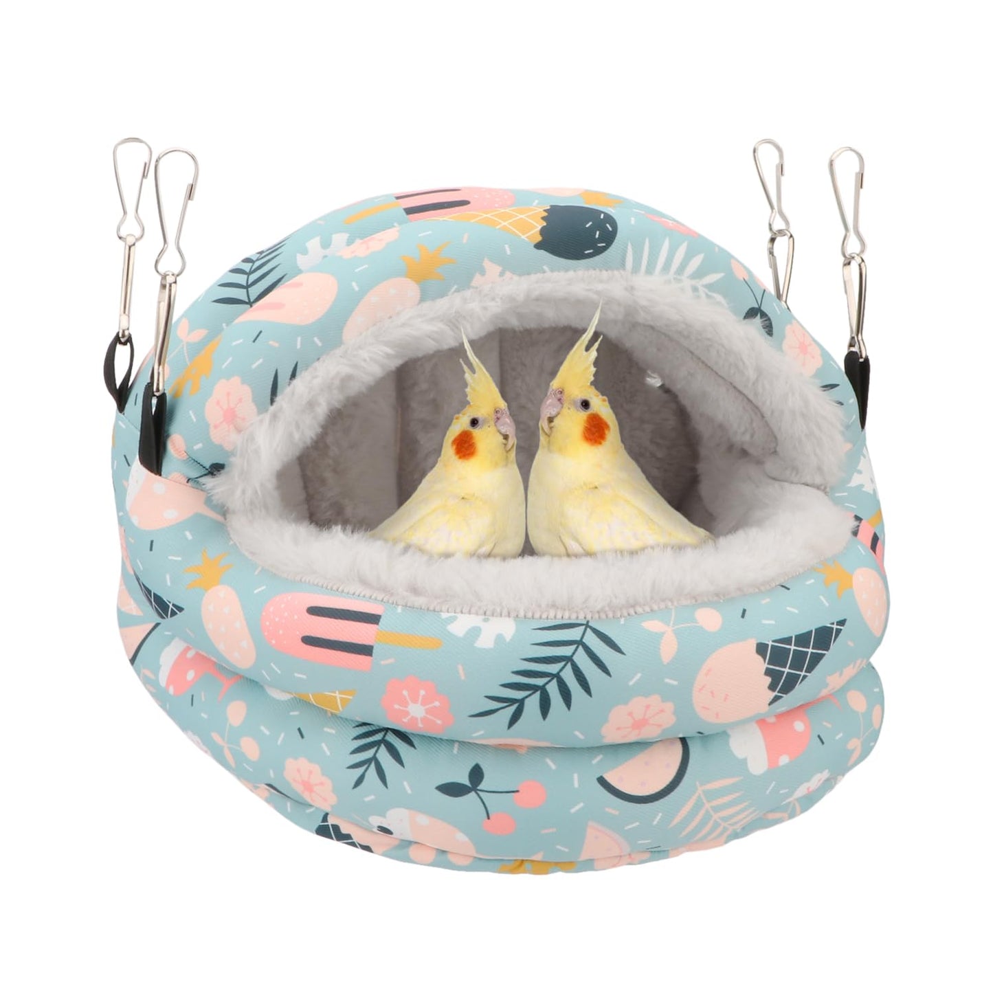 Reshiho Bird Nest House Winter Warm Bird Bed Hanging Hammock Snuggle Hut for Parakeets Budgies Cockatiels Conures Quaker Parrot (Medium, Blue)