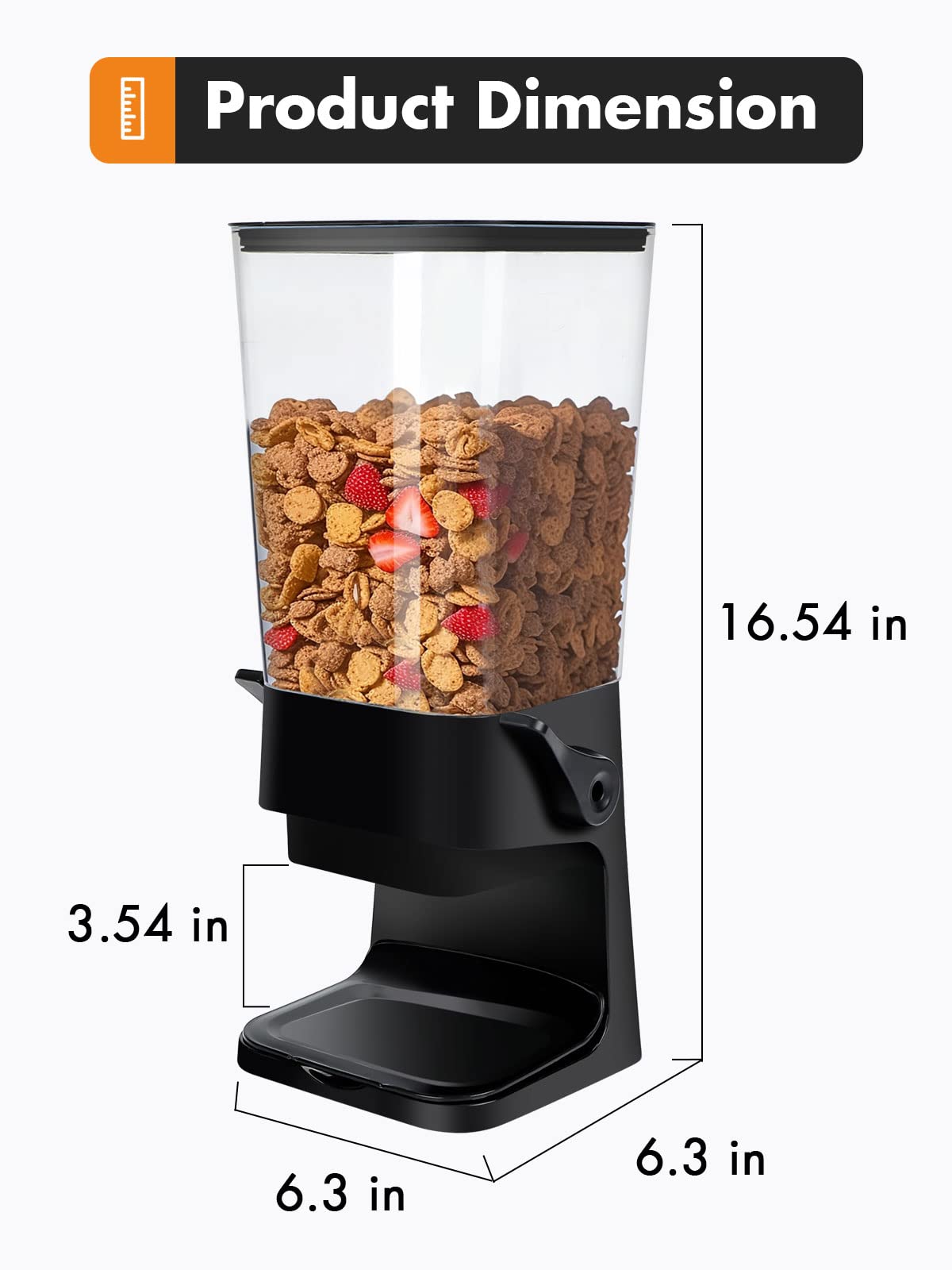 Tokokimo Cereal Dispensers Countertop, Dry Food Dispenser Storage Container Organizer for Granola, Cereal, Dry Food, Cat Food, Black(2 Pcs)