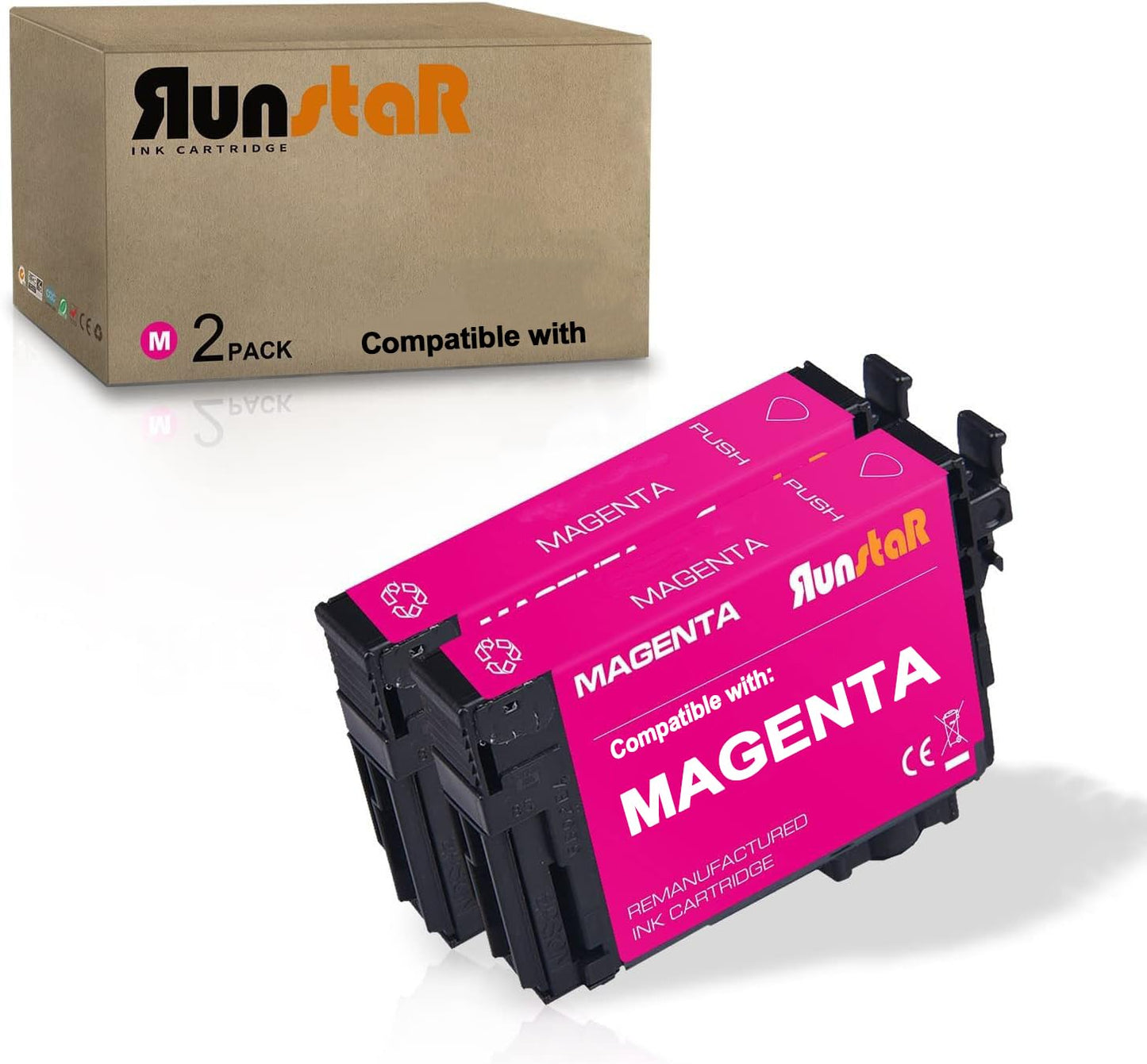 Run Star 2 Packs 802XL T802XL Magenta Remanufactured Ink Cartridge Replacement for Epson 802XL T802XL use for Epson Workforce Pro WF-4740 WF-4720 WF-4730 WF-4734 EC-4040 EC-4020 Printer (2 Magenta)
