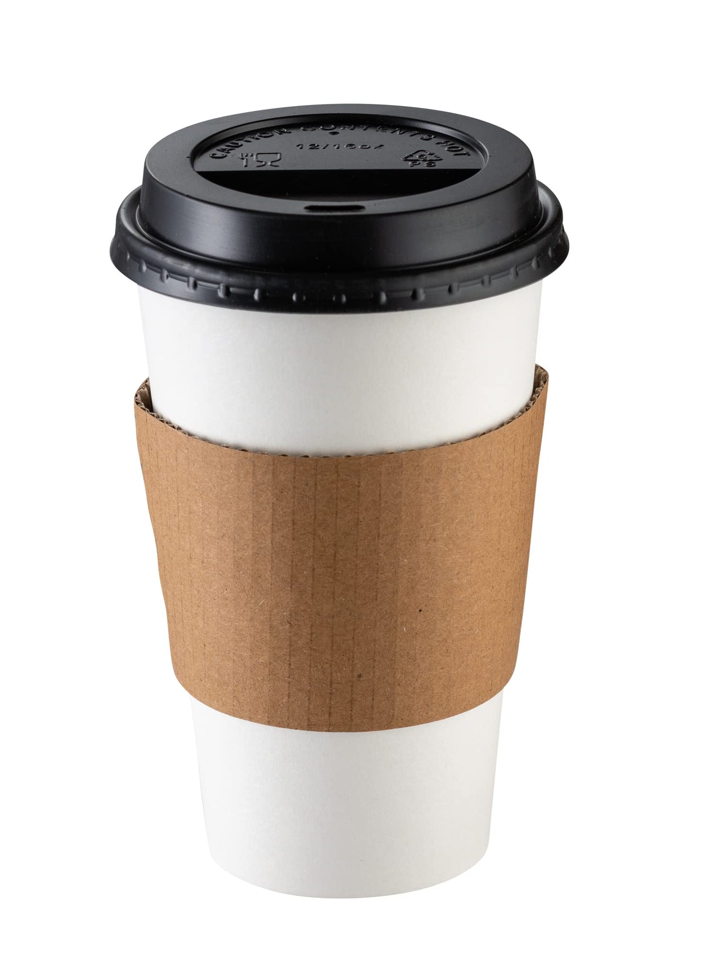 GUSTO [16 oz. - 50 Sets] Disposable Coffee Cups with Lids and Sleeves - to Go Paper Hot Cups for Travel and Office Use - Formerly Comfy Package