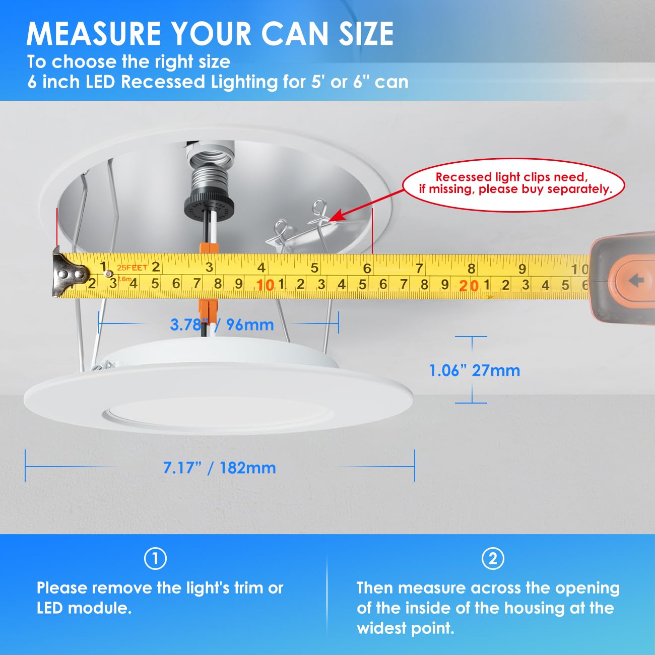 ANWIO 6 Inch 5CCT LED Recessed Lighting, 10W 1000LM Dimmable IC Rated Retrofit LED Pot Lights 2700K/3000K/4000K/5000K/6000K Color Changeable 8 Pack