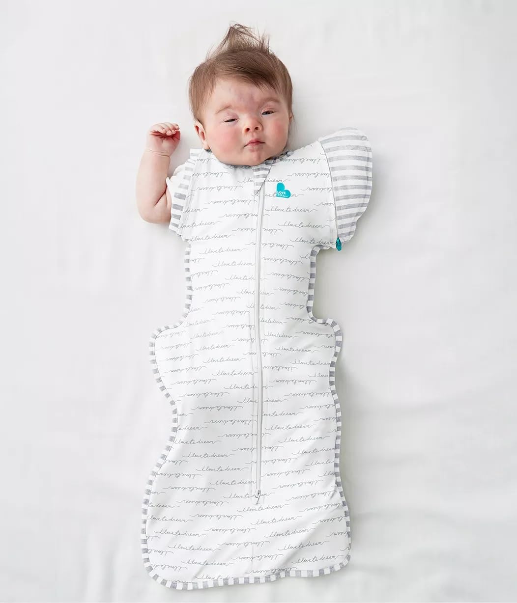 Love to Dream Swaddle UP Transition Bag Self-Soothing Sleep Sack 13-19 lbs., Patented Zip-Off Wings, Gently Help Baby Safety Transition from Swaddling to Arms Free Before Rolling Over, White, Medium