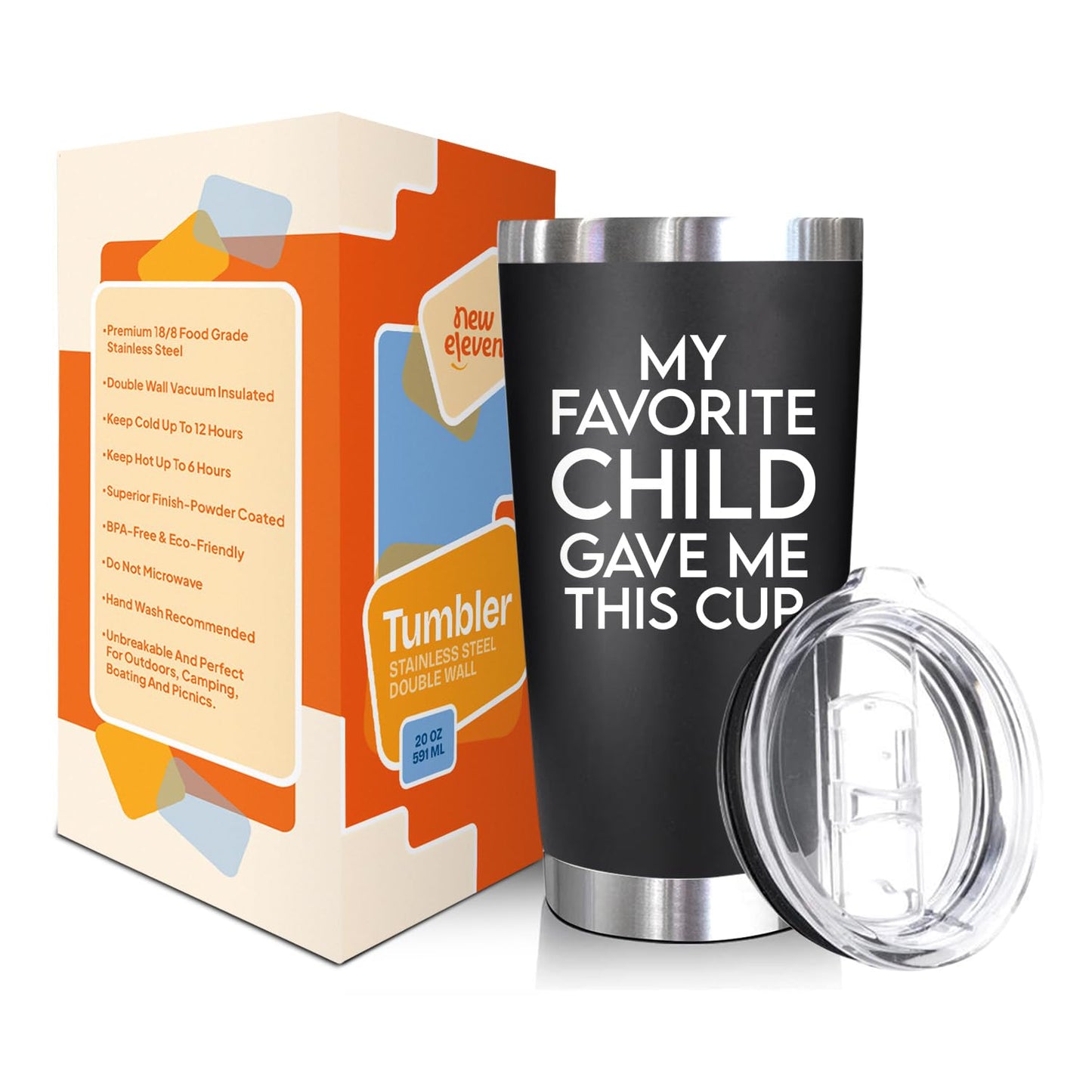 NewEleven Fathers Day Gift for Dad - Birthday Gift for Dad from Kids - Gifts for Husband - Birthday Present Ideas for Father from Daughter, Son - 20 Oz Tumbler