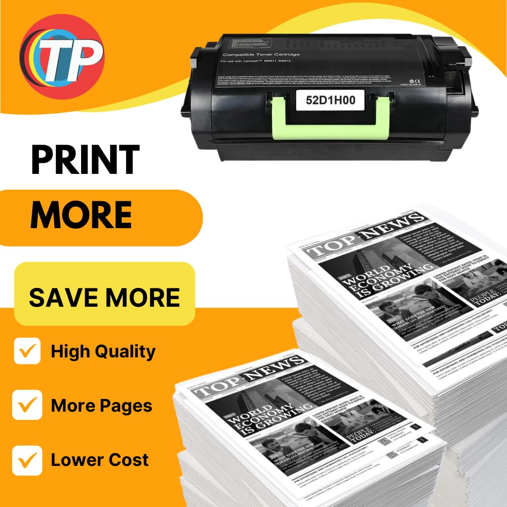 TonerParts Replacement 52D1H00, 521H Toner Cartridge 25000 Pages for Lexmark MS710n, MS711, MS711dn, MS810, MS810n, MS810dn, MS810de, MS811, MS811n, MS811dn, MS811dtn, MS812, MS812dn, MS812de Printers