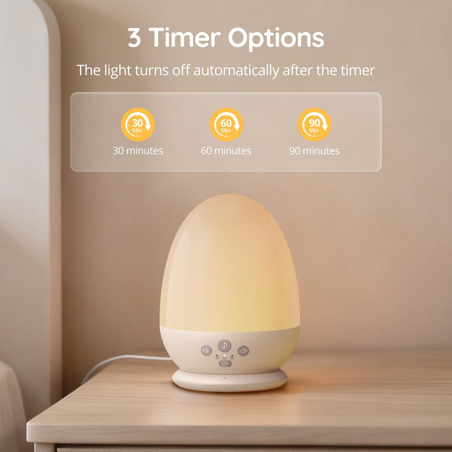 JolyWell Baby Night Lights for Kids, Rechargeable Portable Egg Light, Stepless Dimming, 3 Color Temperatures, 18 Sleep White Noise, RGB Mood Lighting, Touch Control, Timer & Stable Charging Pad
