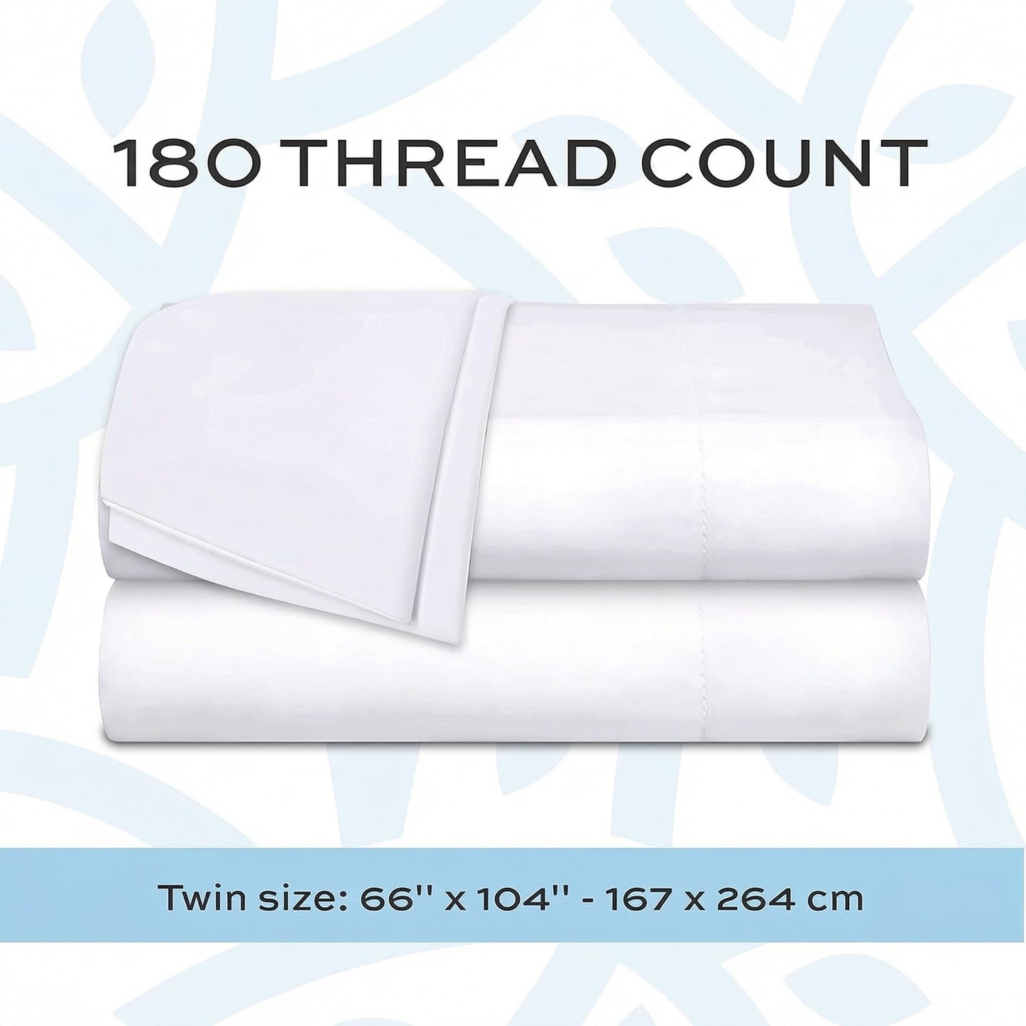 Twin Size Flat Sheets, Cotton/Poly, 66x104 in,White, 6-Pack