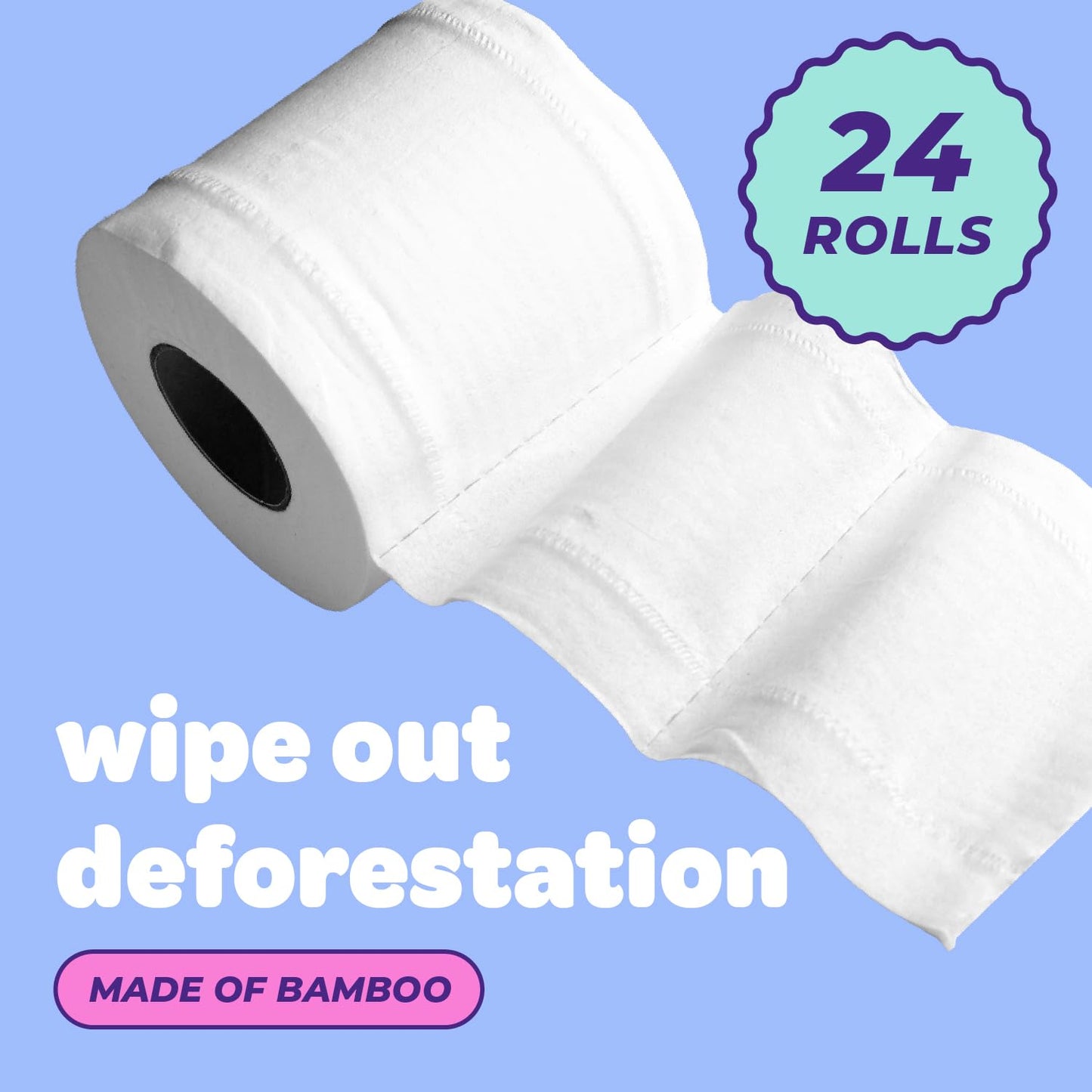 Bim Bam Boo Hypoallergenic Bamboo Embossed Formula Plastic Free 2ply Toiler Paper, 24 Rolls