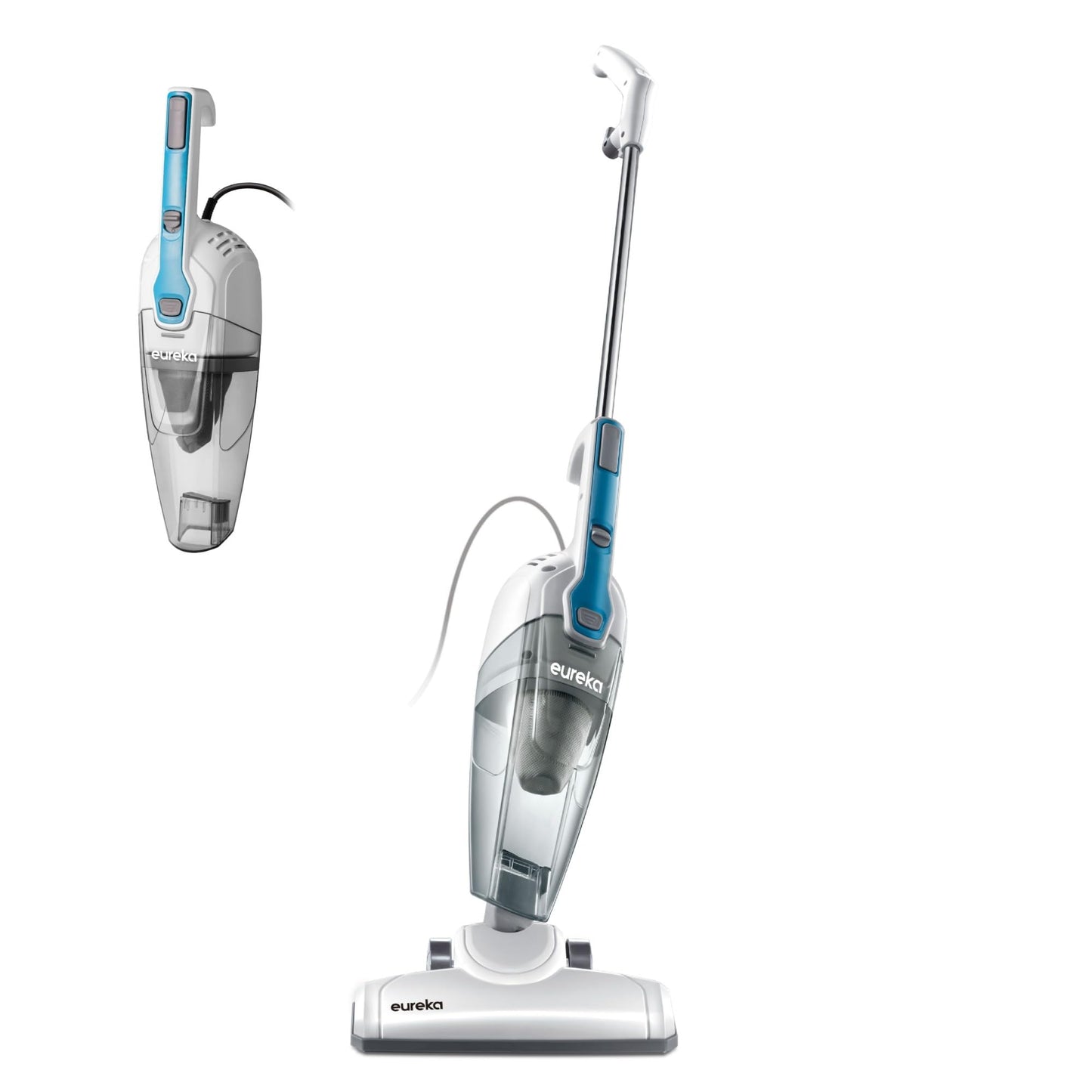 Eureka Home Lightweight Corded Stick Vacuum Cleaner, Powerful Suction Convenient Small Vacuum for Hard Floor, 3-in-1 Hand Vacuum, Aqua Blue, NES100