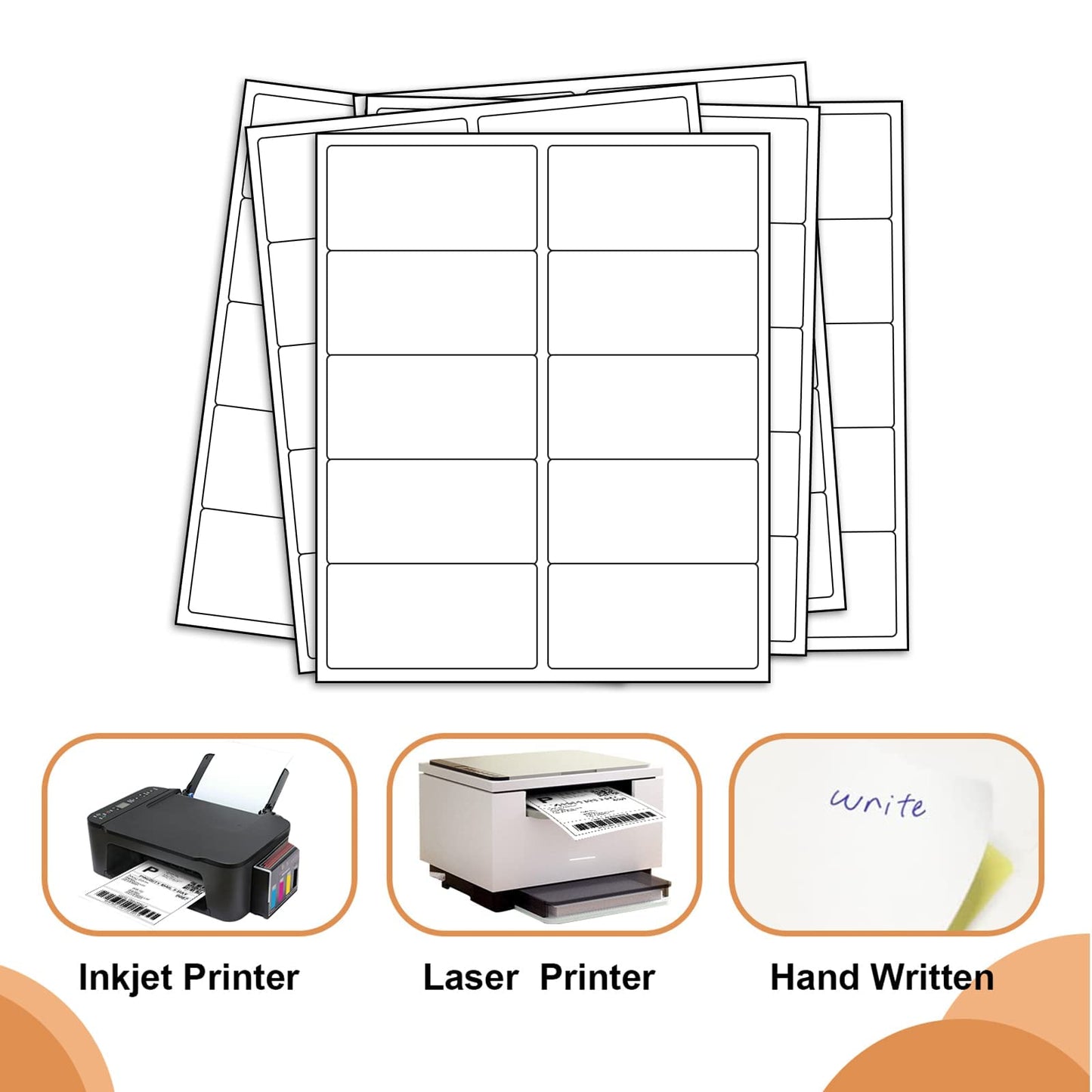 Tapsin 10up 500 Sheets Sticker Labels Compatible Laser/Ink Jet Shipping Labels, 2" X 4" Labels for Shipping/Mailing (5000 Labels)