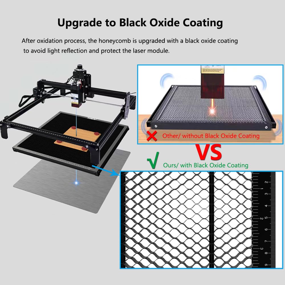 Update Heat-resistant coating Honeycomb Laser Bed, 440x440mm Honeycomb Working Durable Steel Honeycomb Panel Table for Most Laser Engraver, Desktop-Protecting, 17.3''x17.3''x0.87''