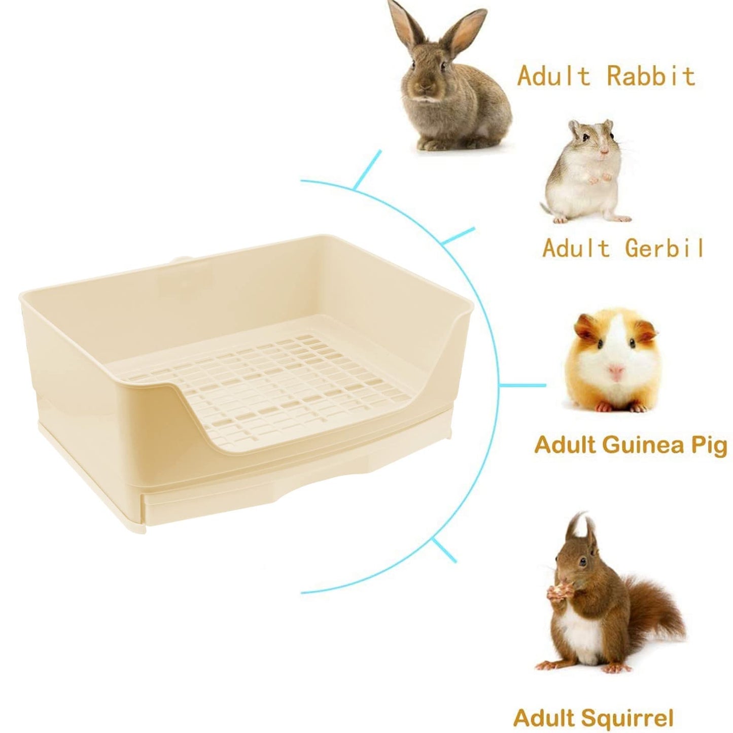 Large Rabbit Litter Box Toilet,Bunny Potty Trainer with Drawer & 100pcs Disposable Pet Toilet Films Pet Pan for Guinea Pigs, Rabbits, Hamster,Small Animals
