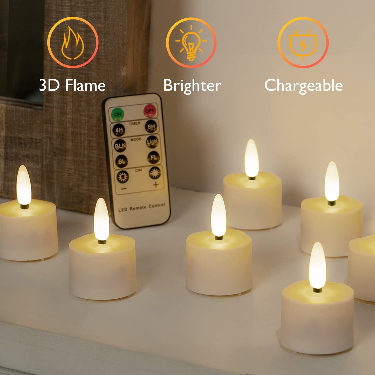 Homemory Rechargeable Tea Lights with Remote Timer, Dimmable LED Tea Lights Candles Battery Operated, Rechargeable Flameless Candles for Home Decor Seasonal Decor, Dia 1-1/2‘’ X H 2-1/3'', 12-Pac