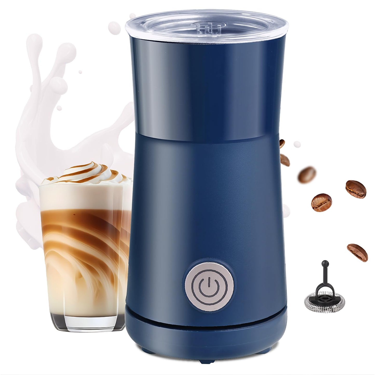 Seydere Simple Milk Frother, 2 in 1 Milk Steamer and Frother, Electric Milk Steamer, Milk Warmer and Hot Milk Foam Maker for Latter, Macchiato, Cappuccinos (Blue)