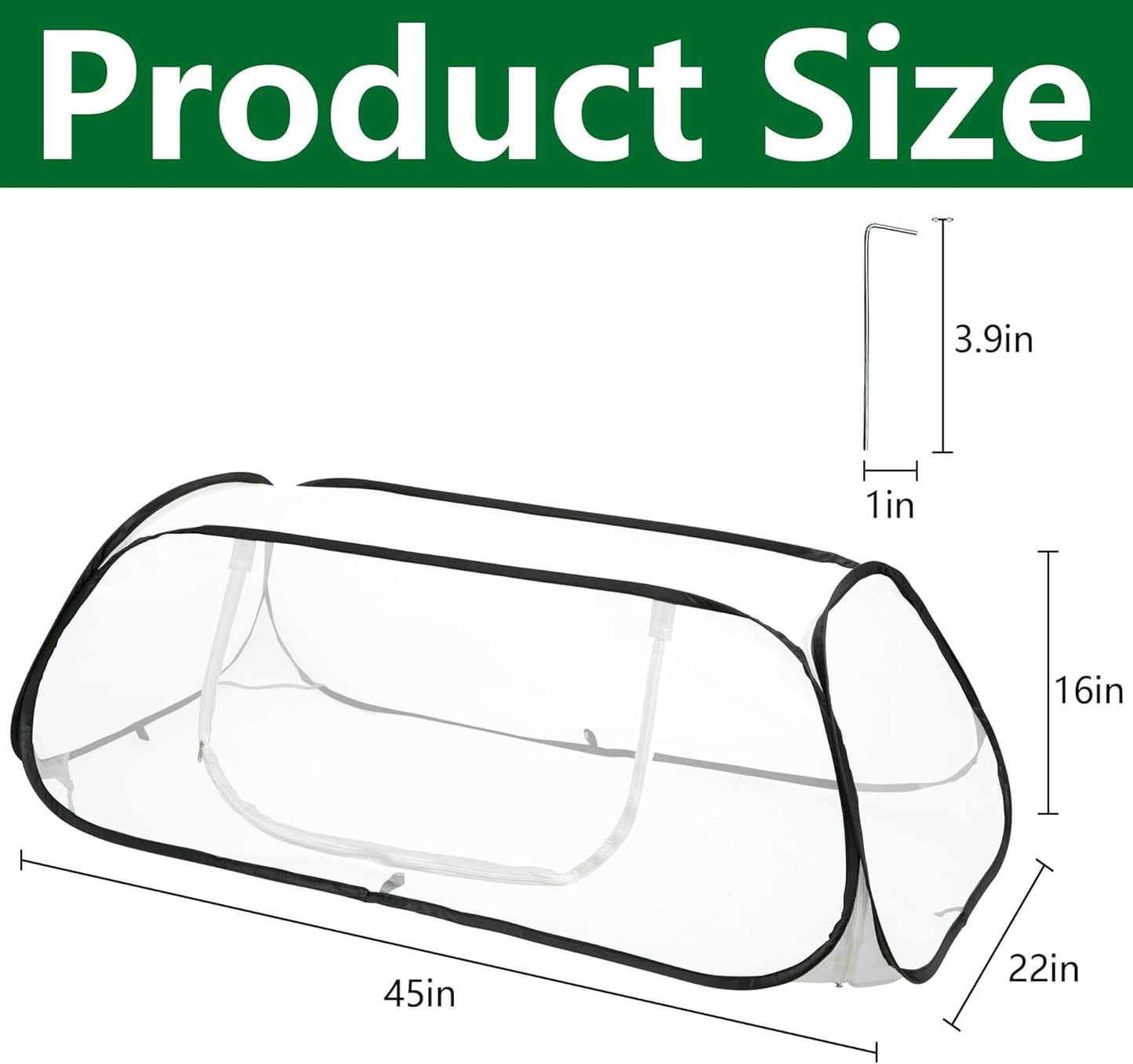 2 Pcs 45x22x16 Garden Row Accelerator Plants Cover - Pop Up Raised Garden Bed Vegetable Rows Plant Protector,Insect Bird Barrier Net Cage with Stakes for Protecting Seedlings Fruits Vegetable Row