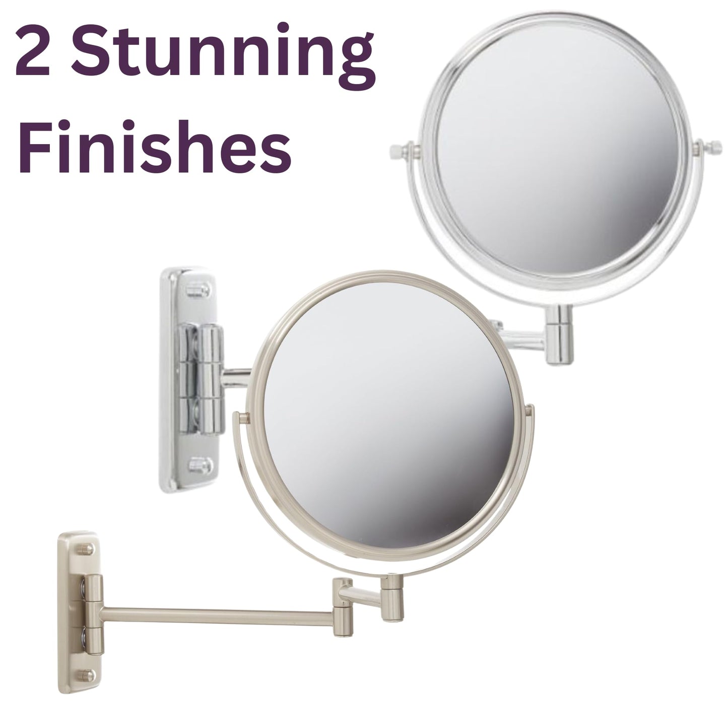 Jerdon JP7808C 8-Inch Two-Sided Swivel Wall Mount Mirror with 8x Magnification, 13.5-Inch Extension, Chrome Finish
