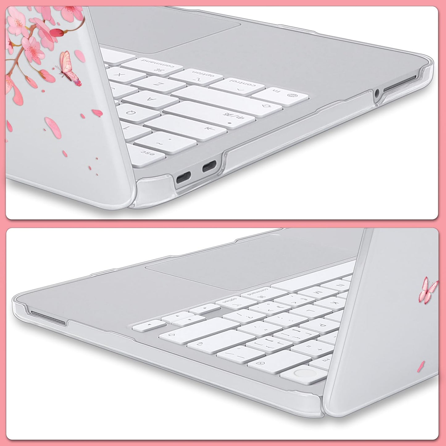 Seanai Pink Floral Lightweight Hard Case for 2026 MacBook Neo 13 Inch A18 Pro A3404, Slim Scratch-Proof Protective Cover with Keyboard Cover, Screen Protector, Shortcut Sticker & Webcam Privacy Cover
