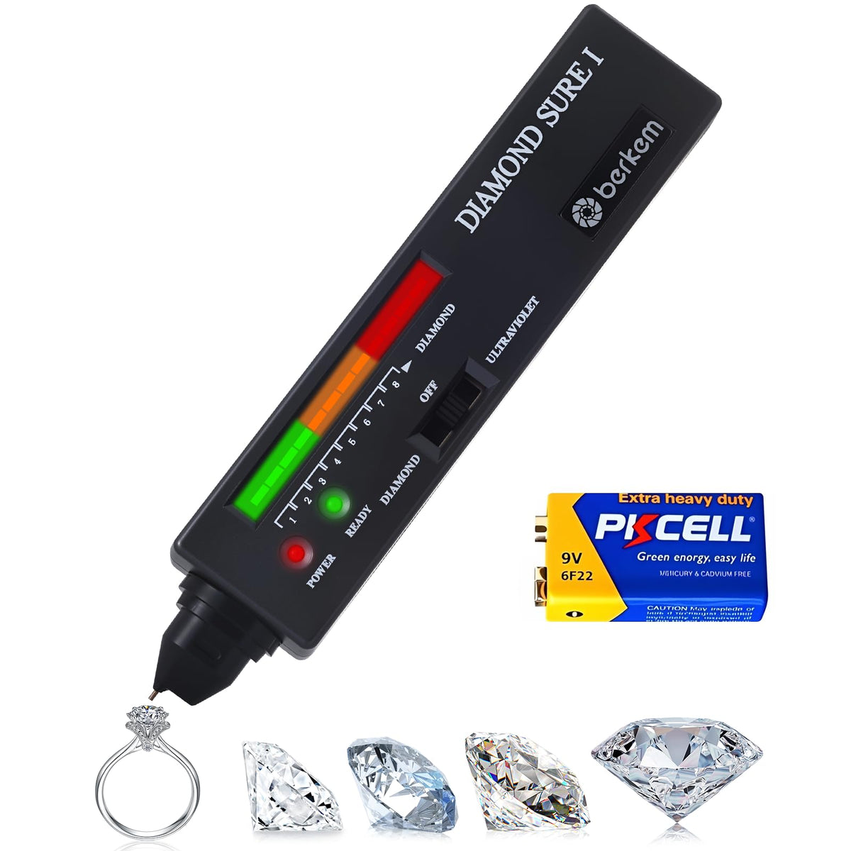 Valkynos Professional Diamond Tester Pen with 365nm UV Light & Thermal Sensor – Fast 0.5s Detection, Portable Gem Checker for Novice & Experts – Battery Included