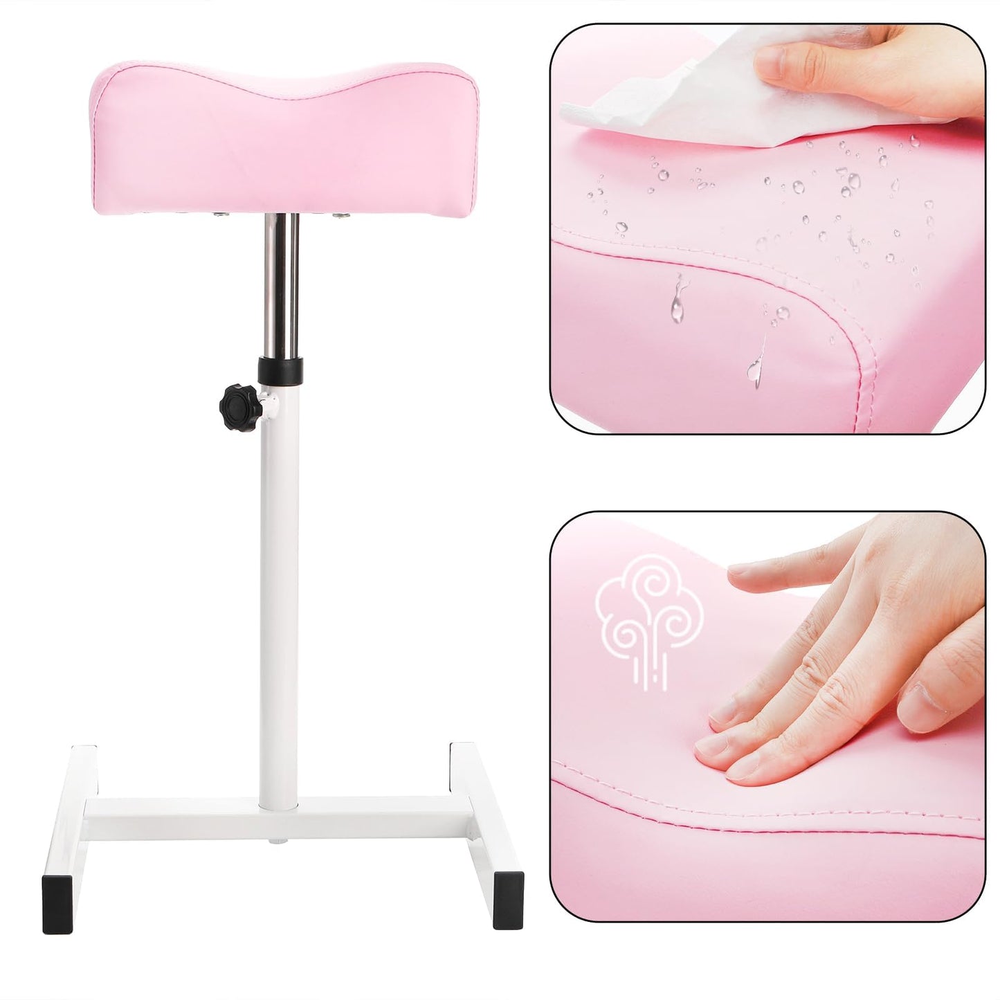 Hedume Pedicure Manicure Footrest, Adjustable Height Foot Massage Manicure Nail Beauty Stool Stand with Non-Slip Legs, Footstool for Home Beauty Salon SPA, Pink