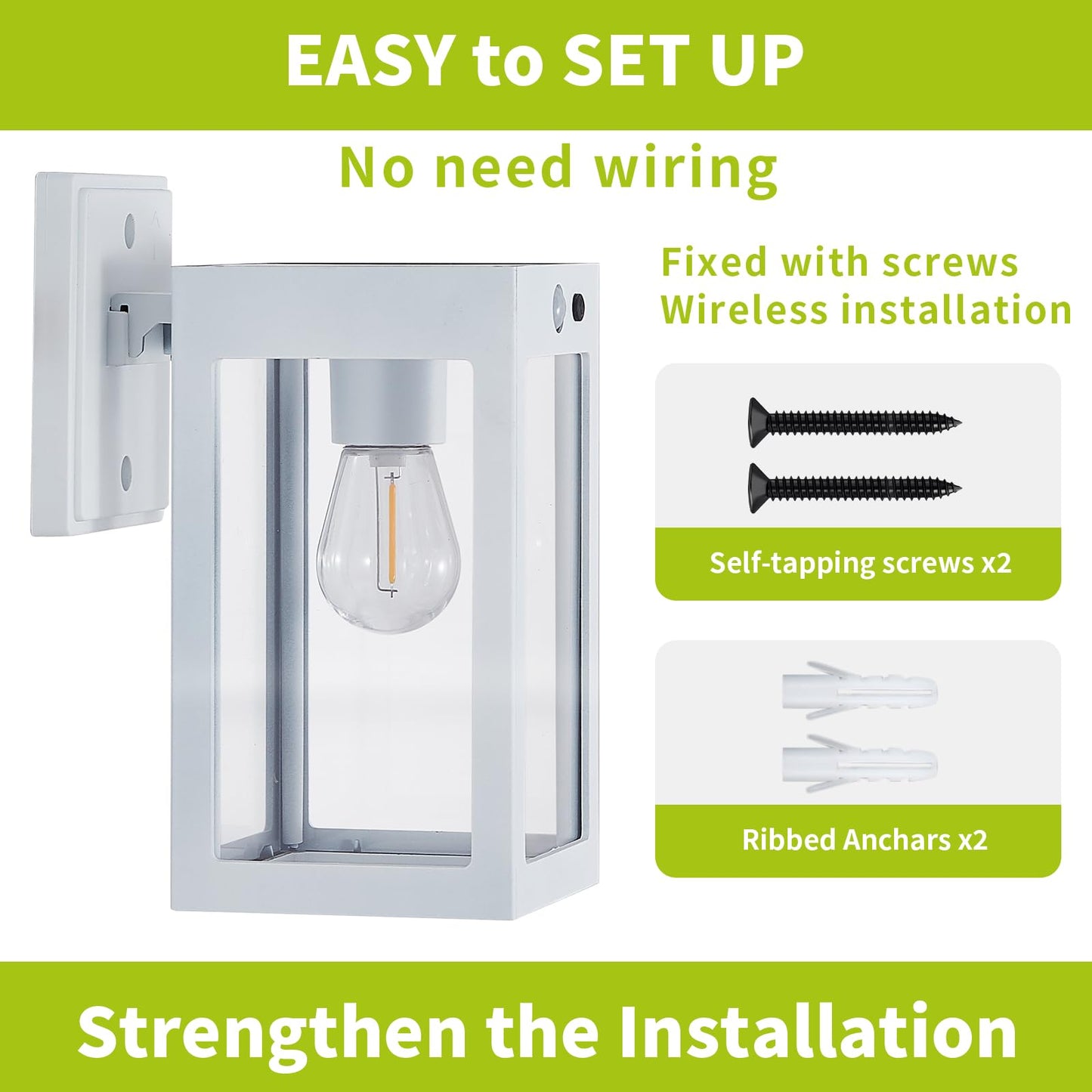 MDENLT 2 Pack Solar Porch Lights Outdoor,Solar Wall Lights with 3 Modes&Motion Sensor,Dusk to Dawn Sconce Lights Wall Mount,Exterior Wall Lantern Light Fixture for House,Garage,Patio,Shed,White